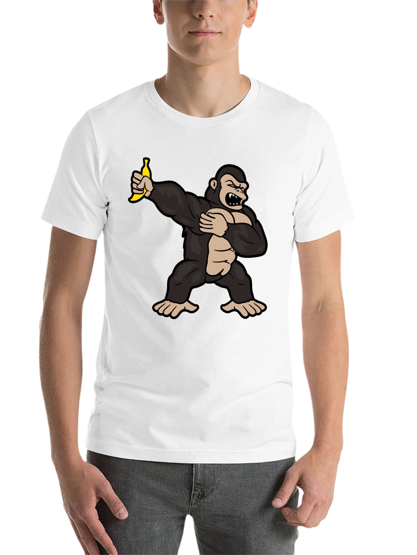 Black Funny Gorilla Dab Banana Graphic T-Shirt view 14