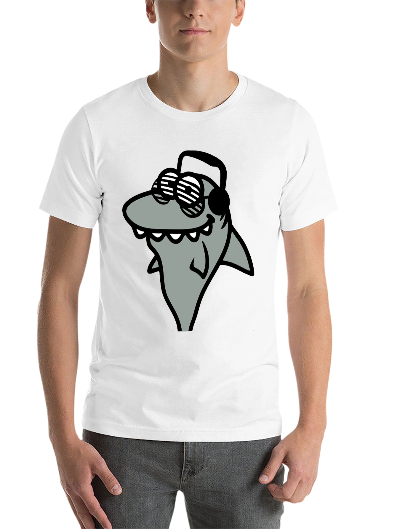Black Shark with Shades Graphic T-Shirt - Cool and Fun view 14