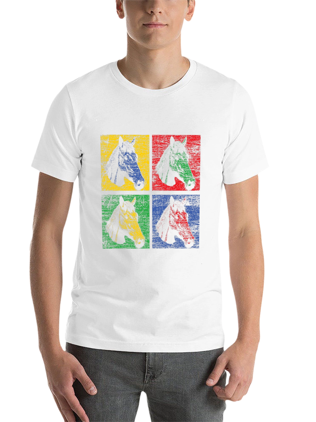 Black Pop Art Horse Tee - Colorful Graphic T-Shirt view 14
