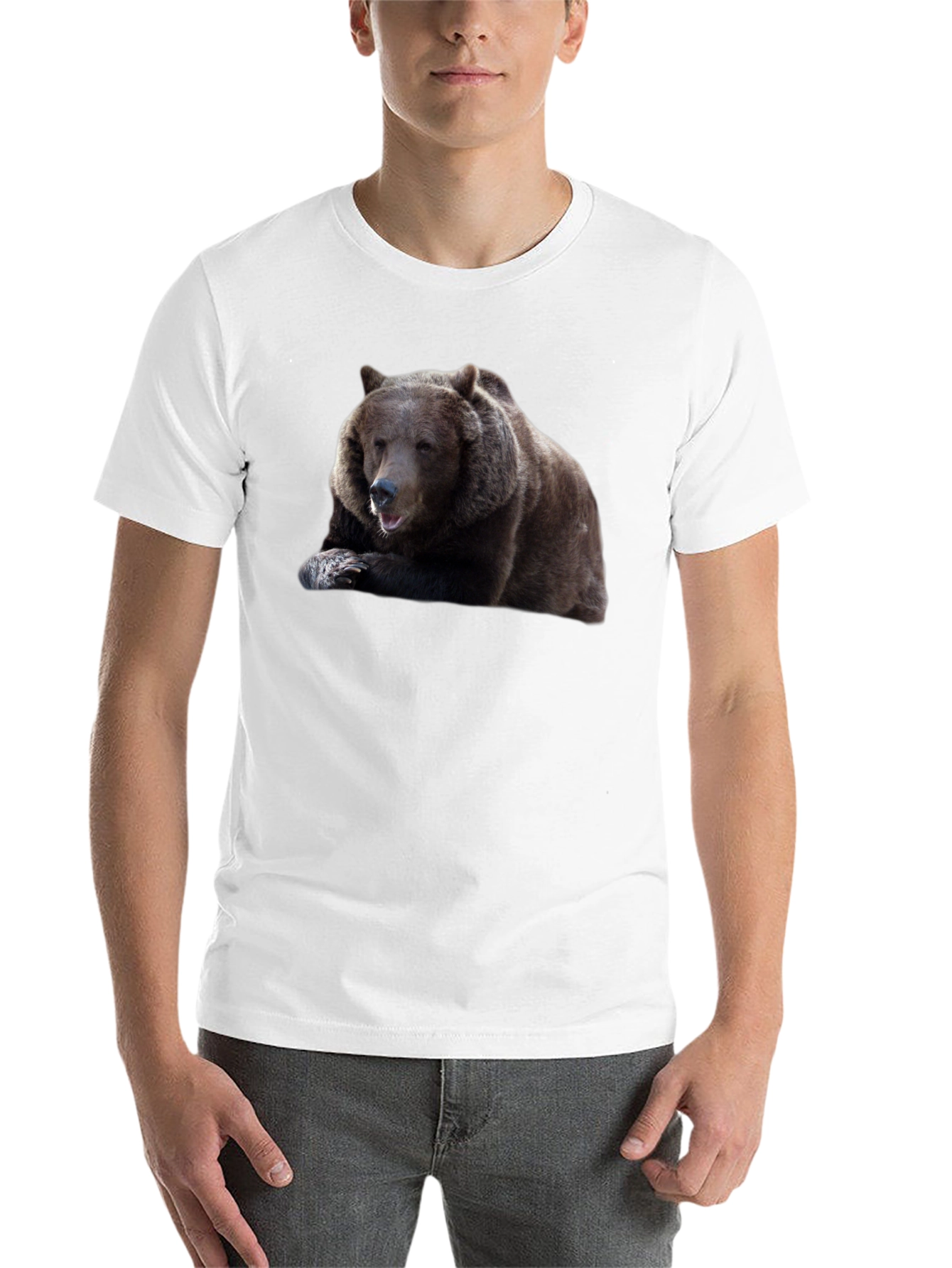 Black Bear Graphic Tee - Men's Black Cotton T-Shirt view 14