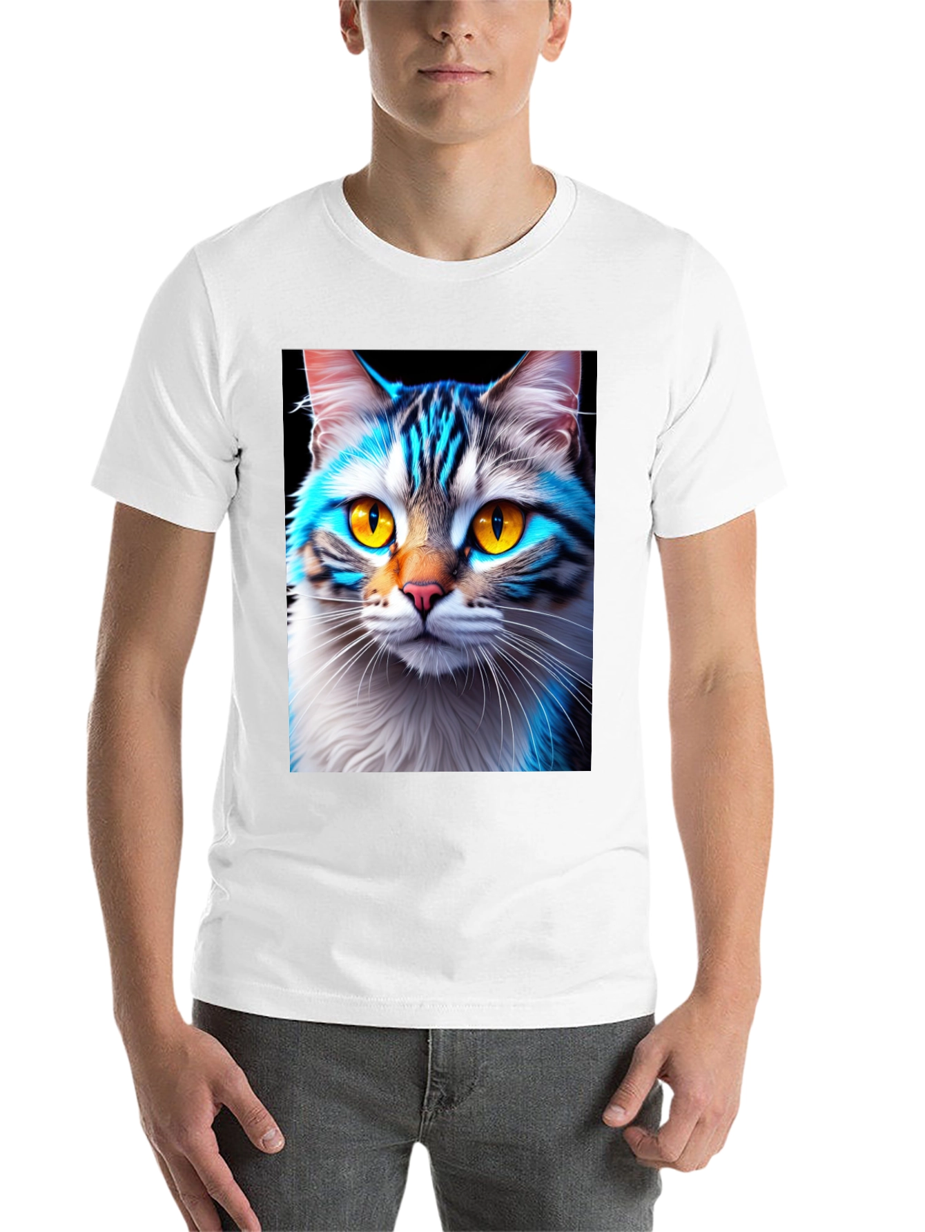 Black Cool Cat Graphic Tee - Stylish Animal Print Shirt view 14