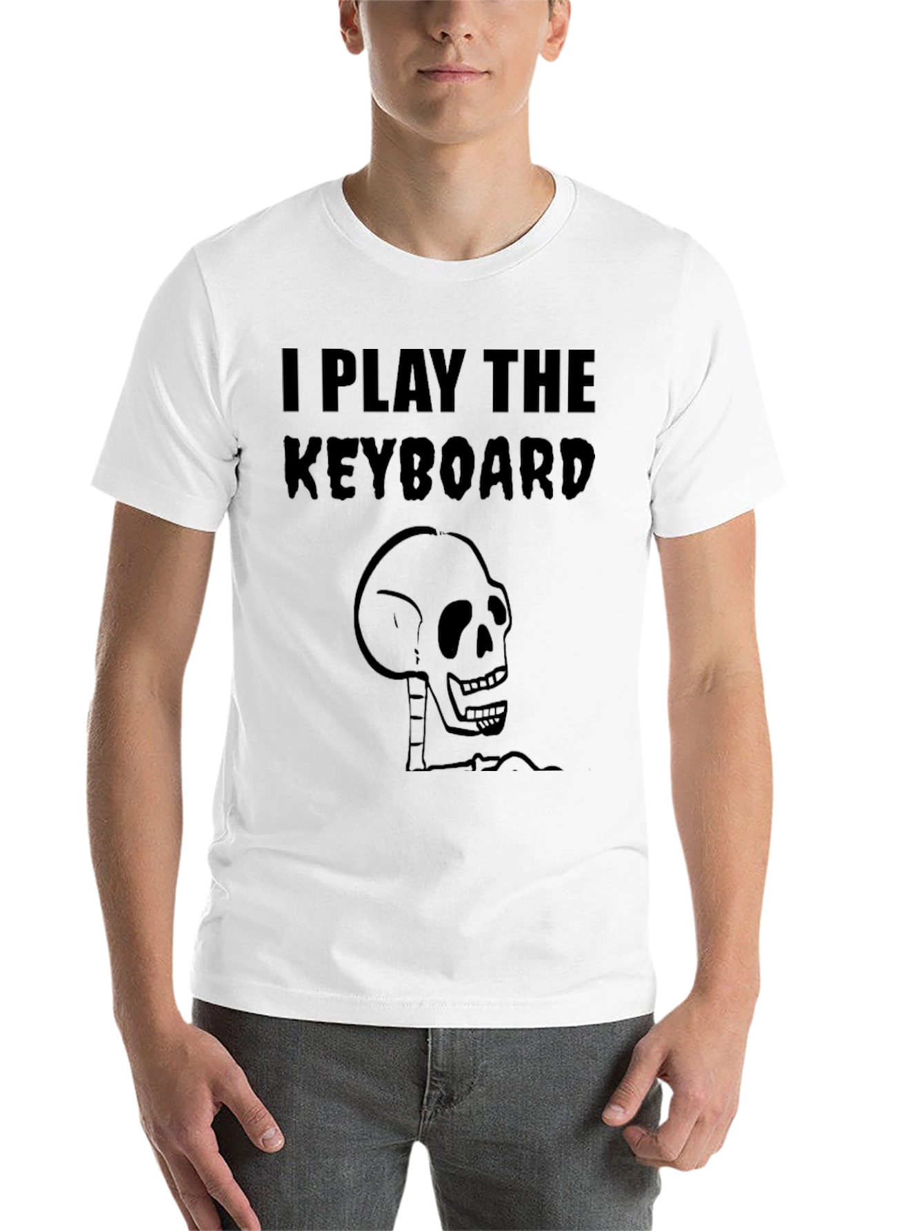 Black I Play the Keyboard Skeleton T-Shirt view 14