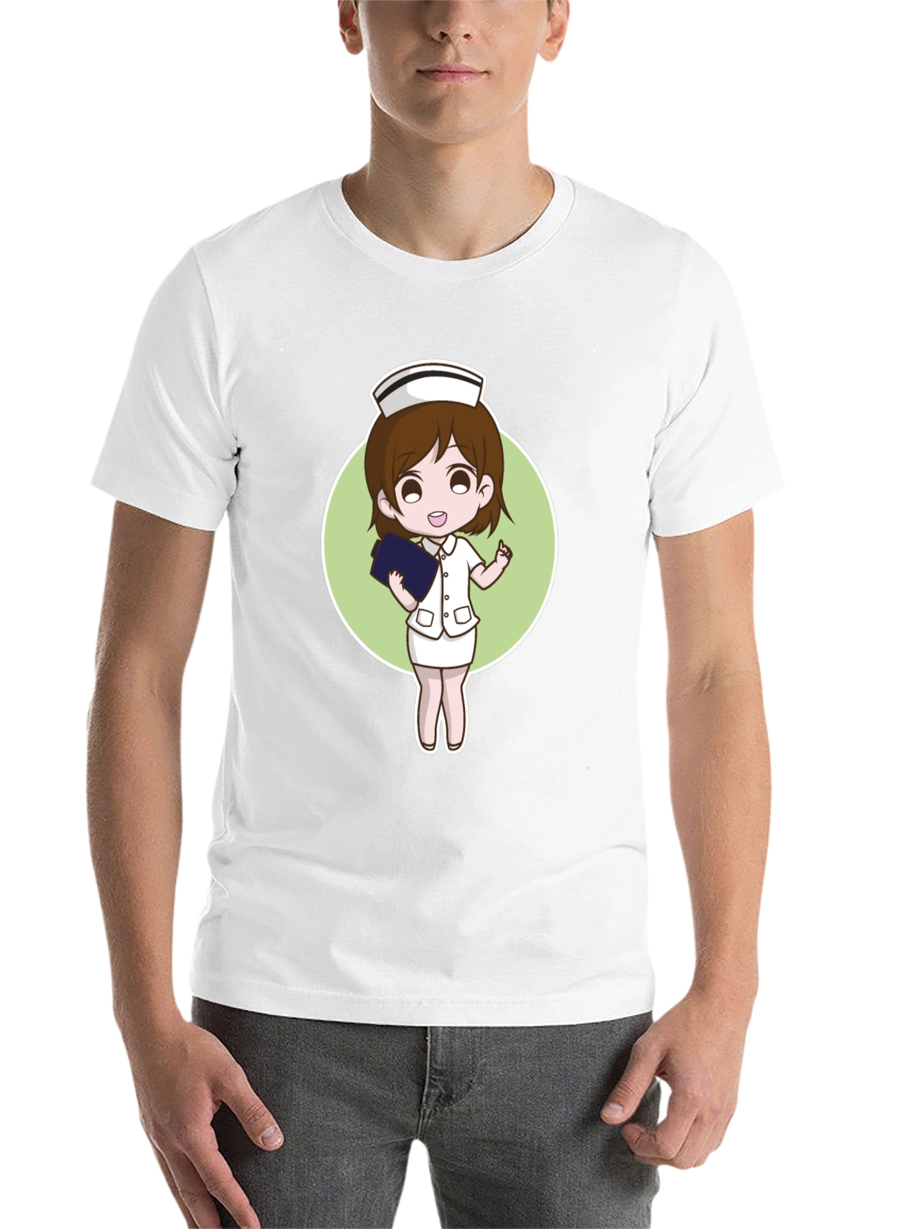 Cartoon Nurse Graphic Tee - Black - 14