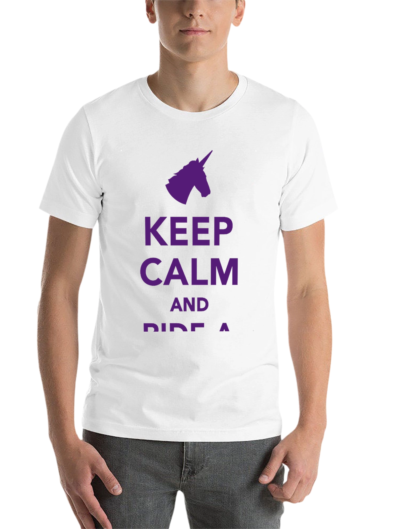 Black Keep Calm Ride A Unicorn Black T-Shirt view 14