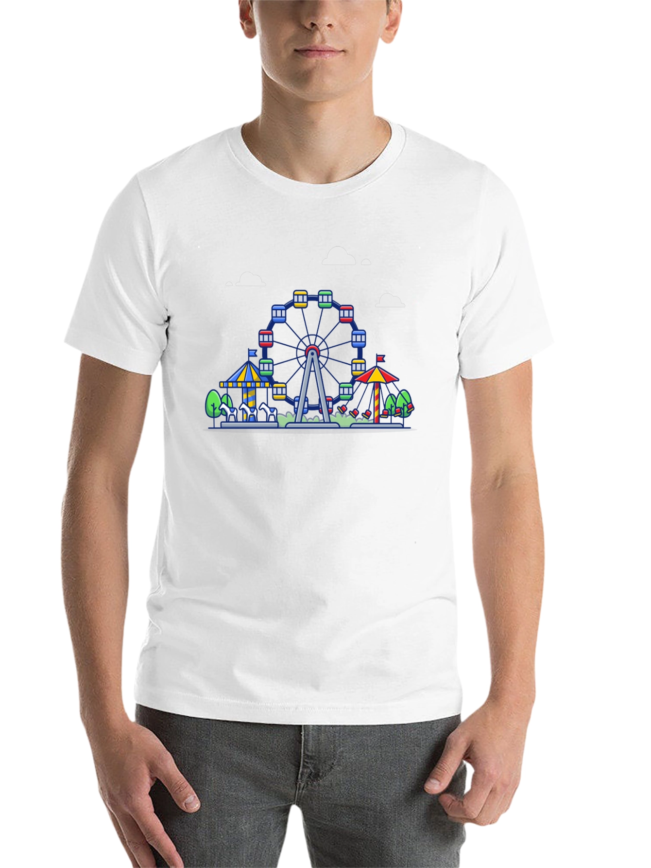 Black Carnival Ferris Wheel Graphic Tee - Black Cotton Shirt view 14