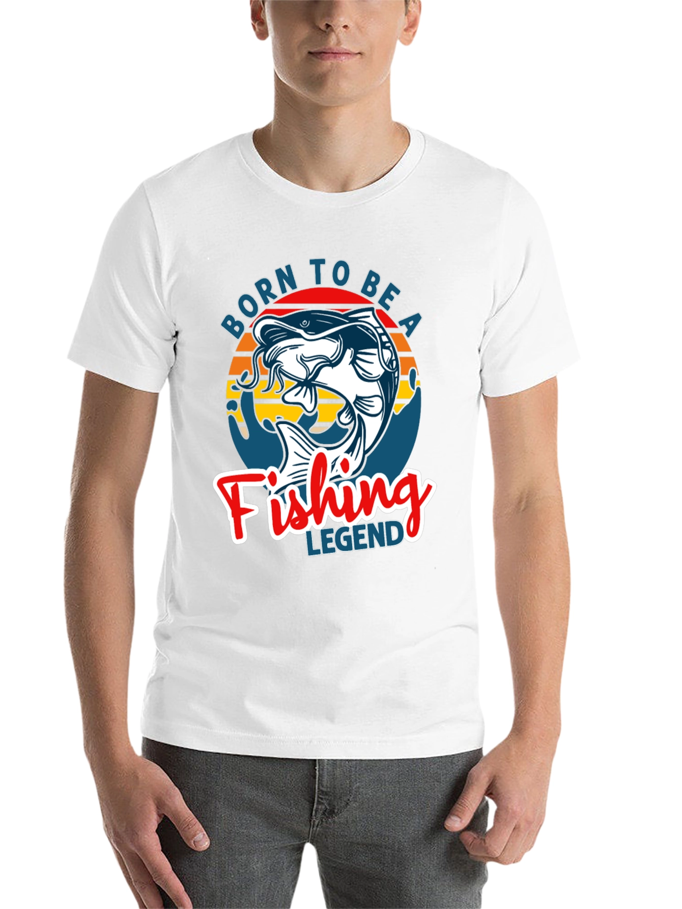 Black Born to Be a Fishing Legend Graphic Tee view 14