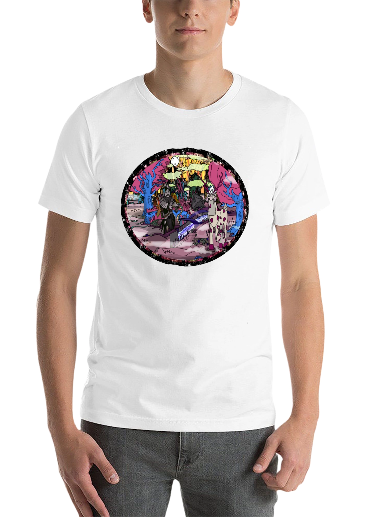 Black Fantasy Forest T-Shirt view 14