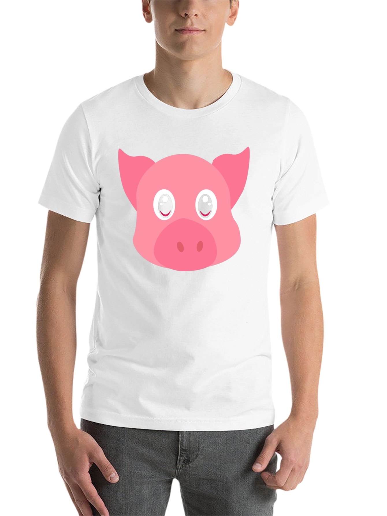Black Cute Pig Face Graphic Black T-Shirt view 14