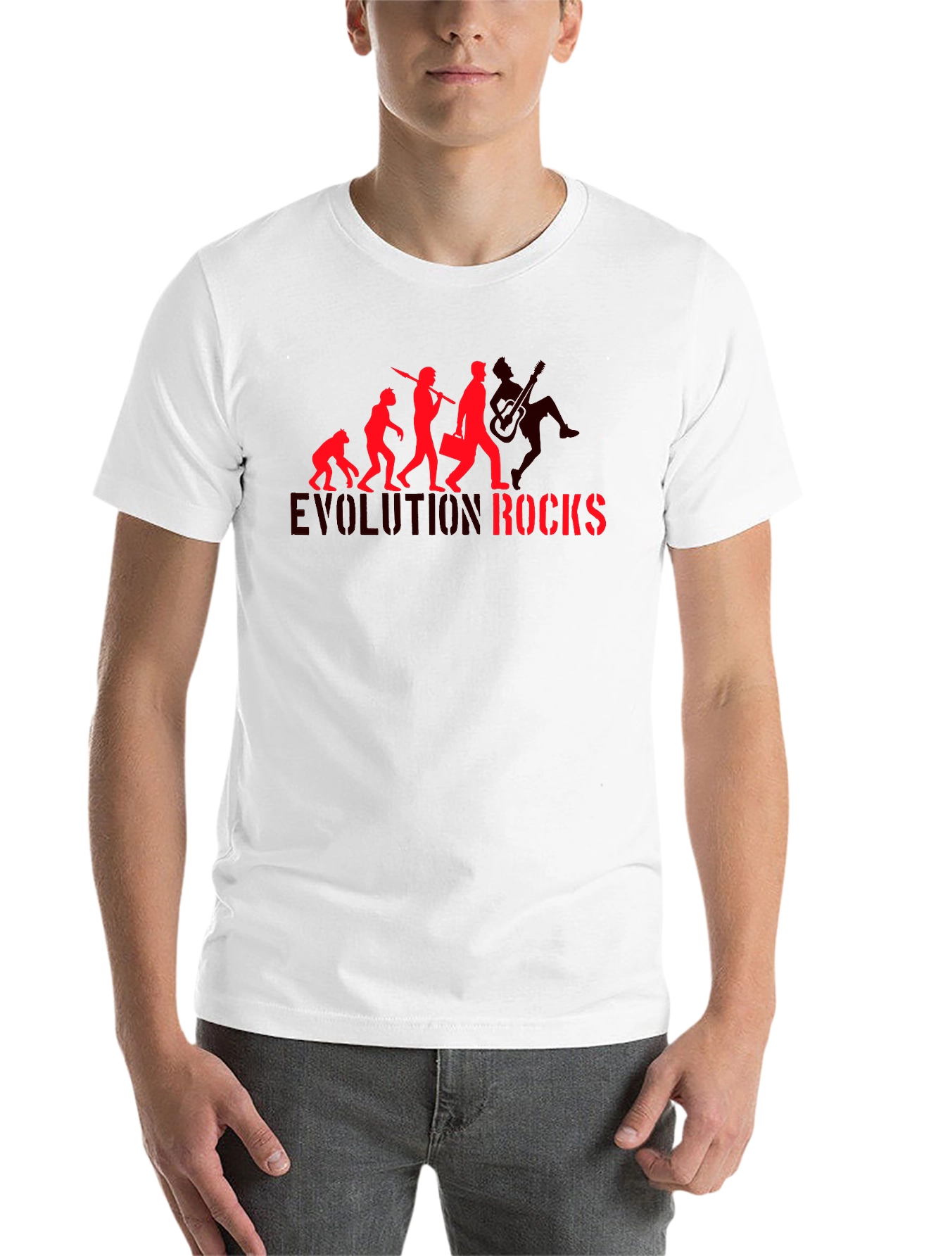 Black Evolution Rocks Graphic T-Shirt - Black Cotton Tee view 14