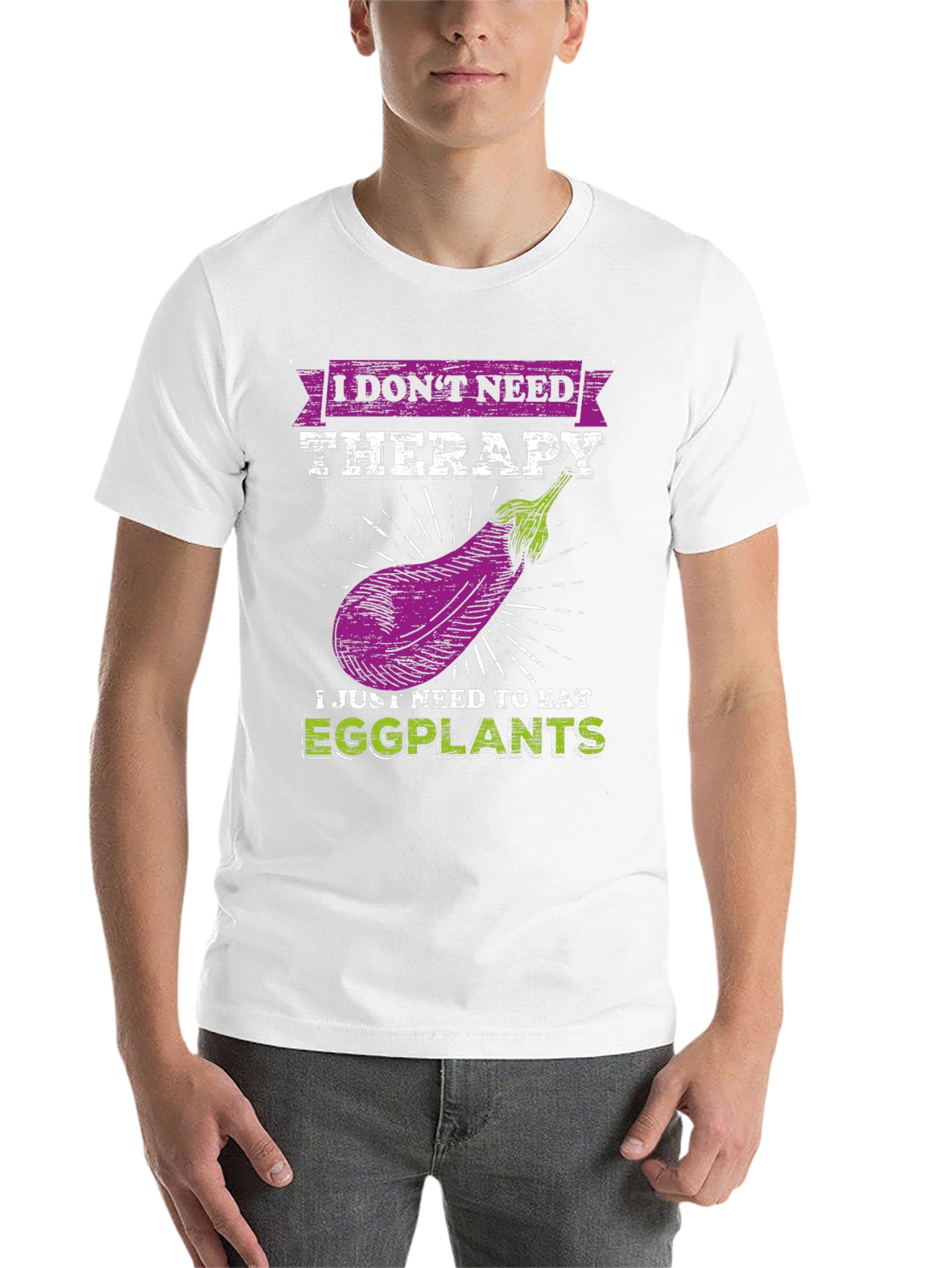 Black Eggplant Therapy T-Shirt: Funny Vegan Tee view 14