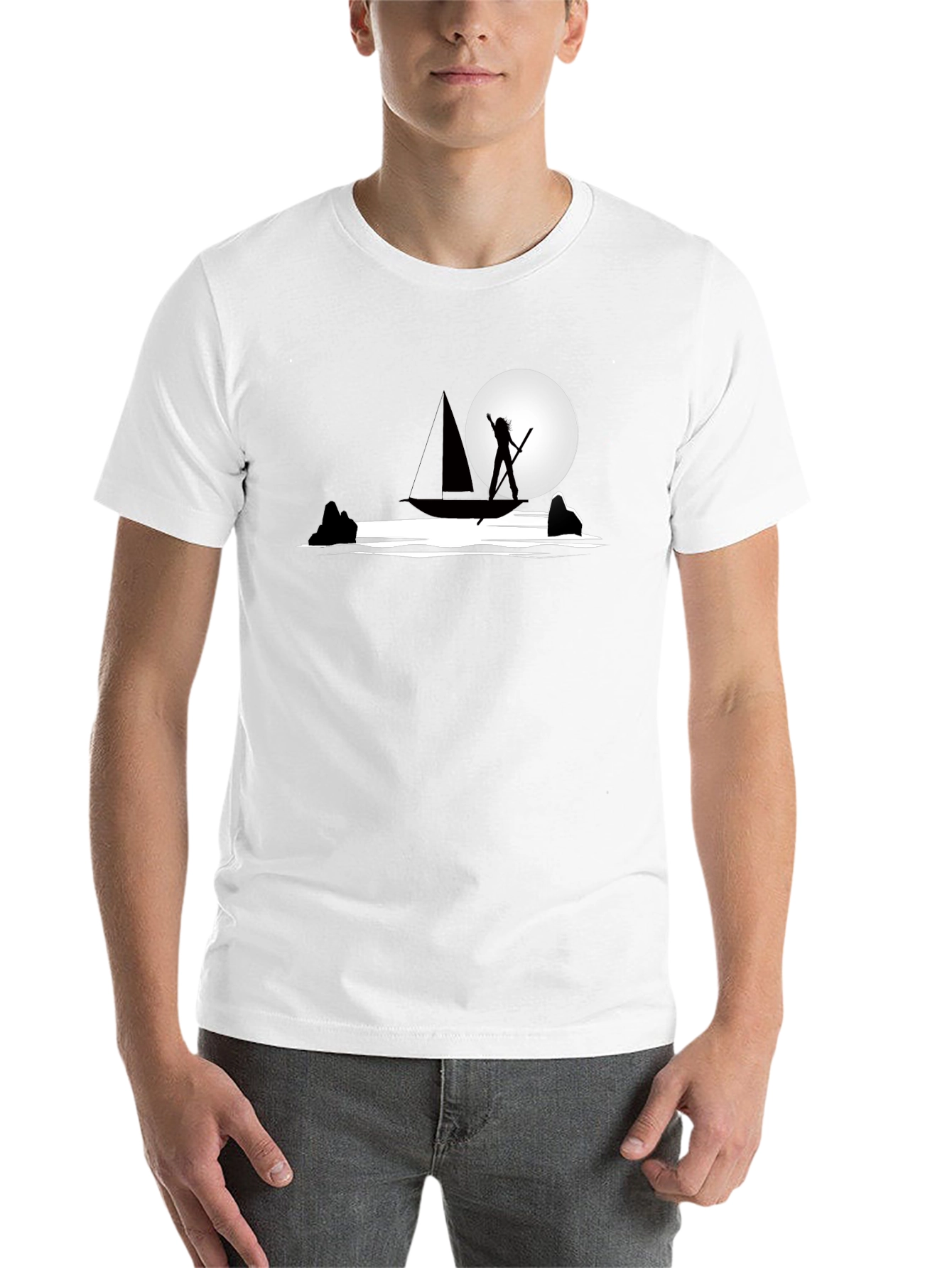 Black Silhouette Boat Graphic T-Shirt - Cool Design view 14