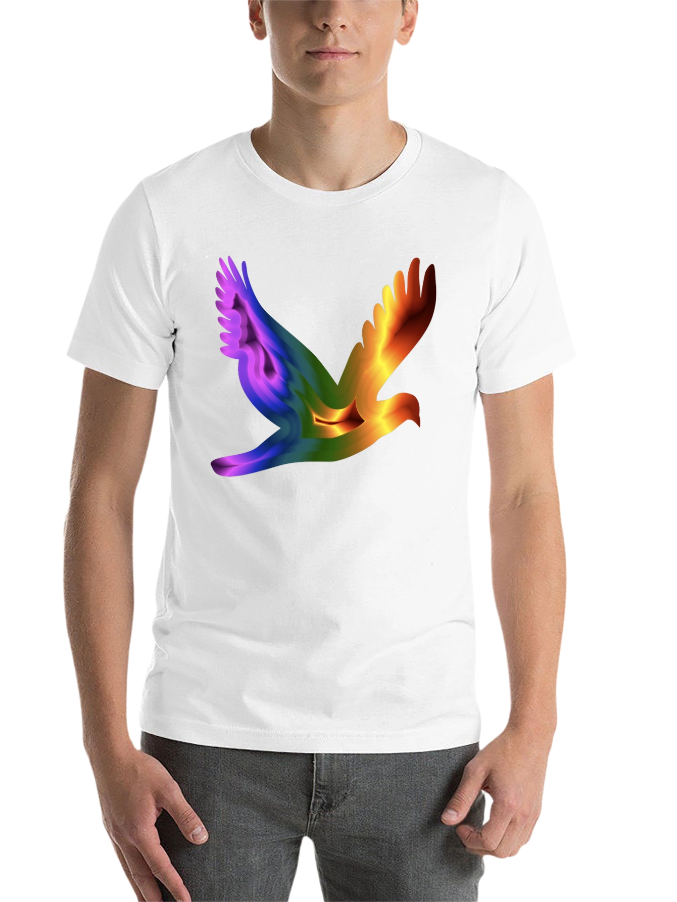 Black Rainbow Dove Graphic Black T-Shirt view 14