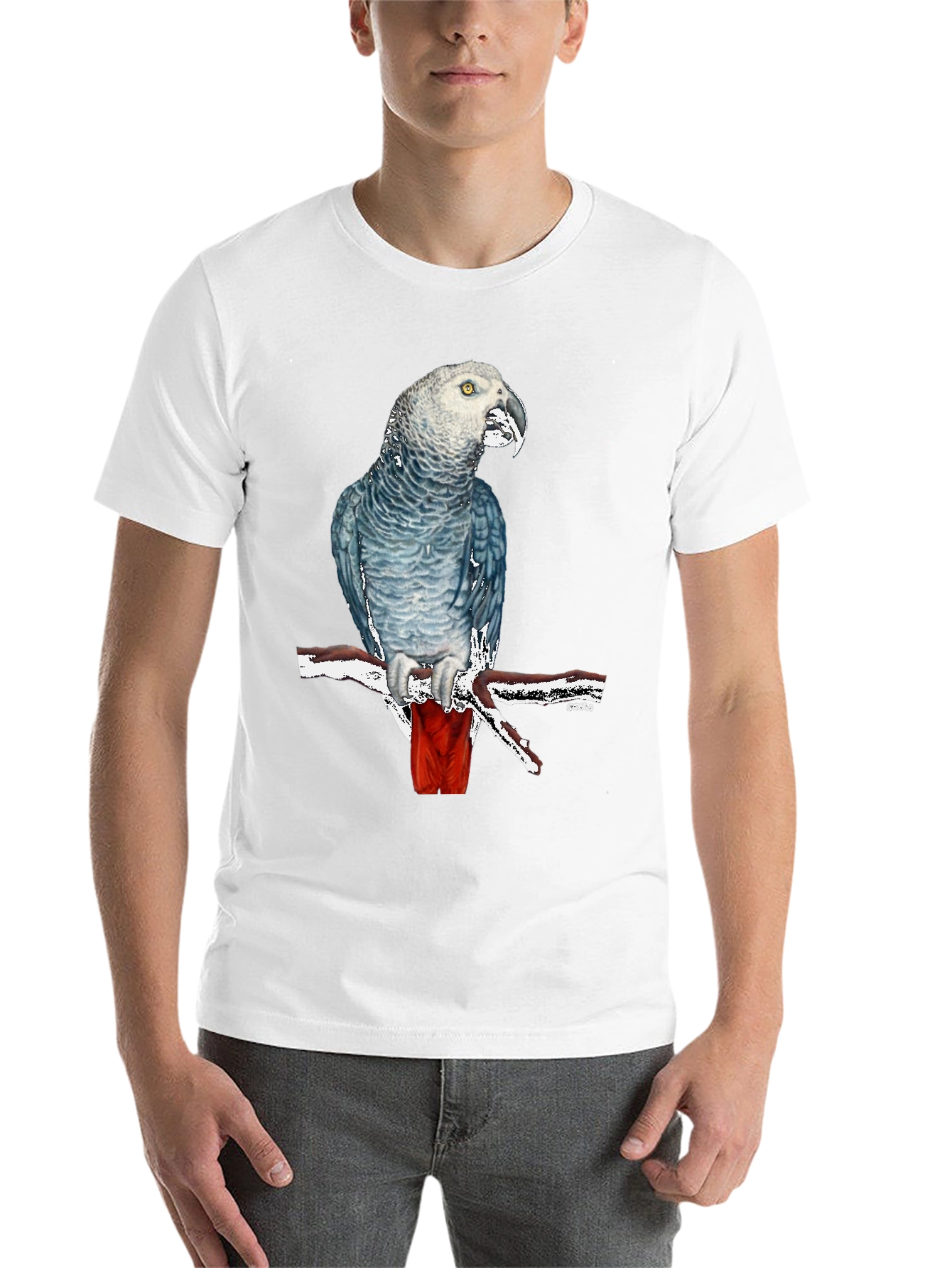 Black African Grey Parrot Graphic T-Shirt - Unisex Black Tee view 14