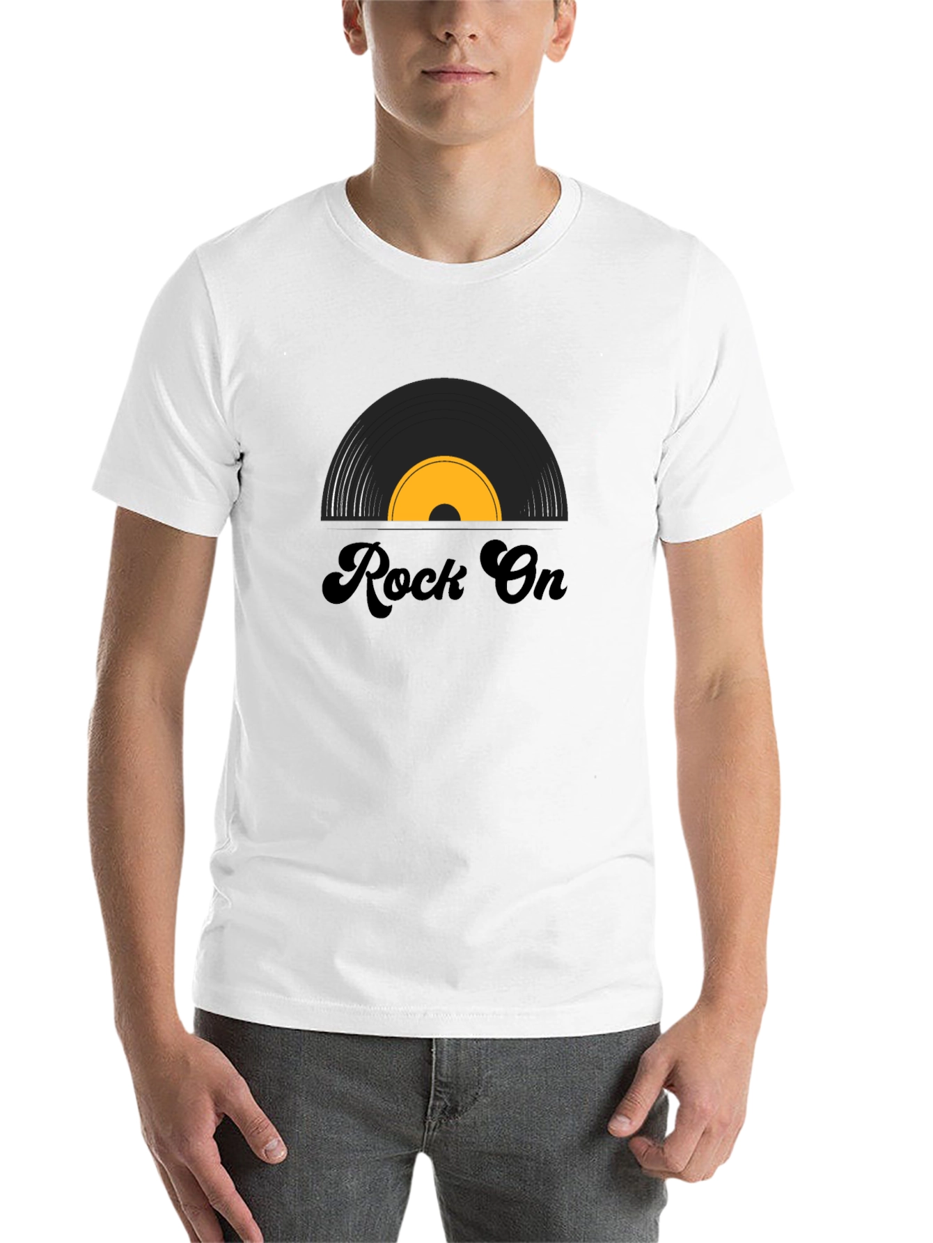 Black Rock On Vinyl Record Graphic Tee - Black view 14