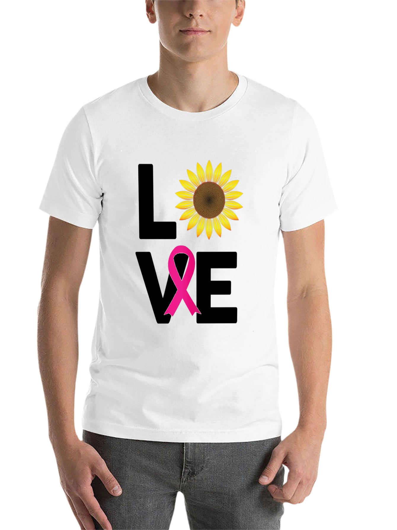 Black Love Sunflower Breast Cancer Awareness T-Shirt view 14