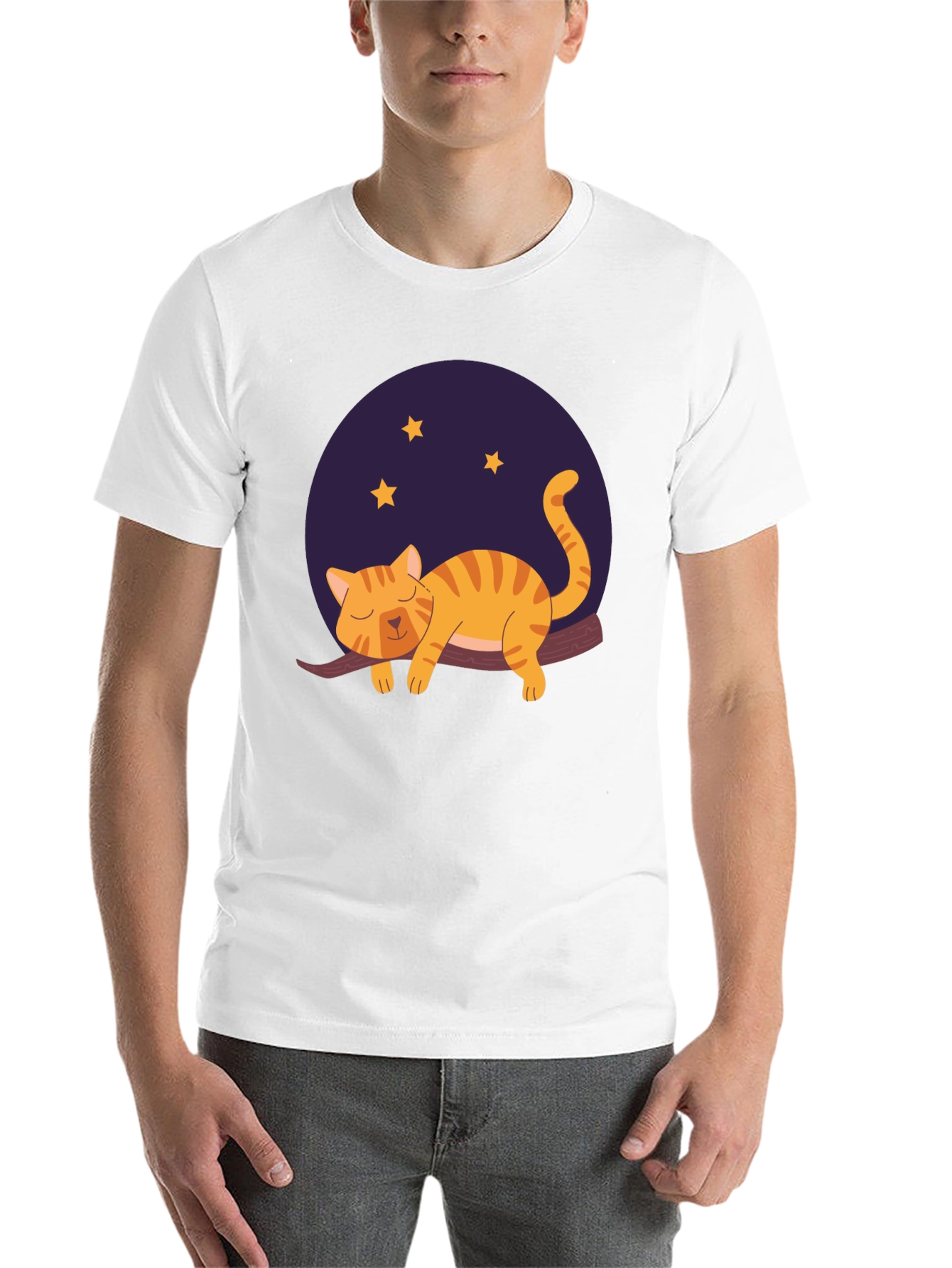 Black Cute Cat Nap T-Shirt - Unisex Black Tee view 14