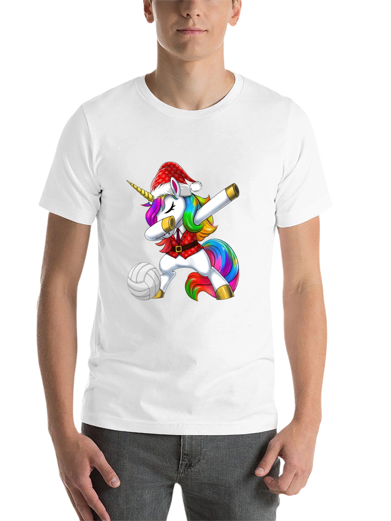 Black Unicorn Dabbing Volleyball Christmas Tee view 14