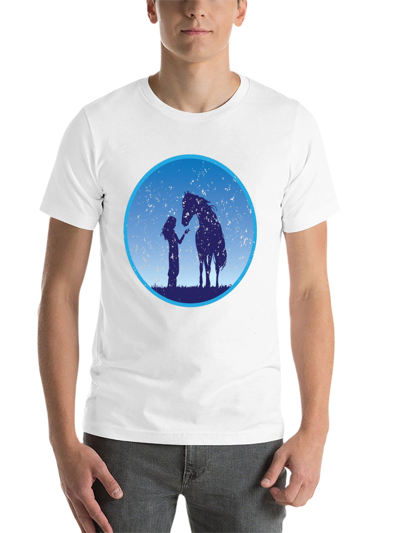 Black Horse & Girl Graphic Tee - Silhouette Design view 14