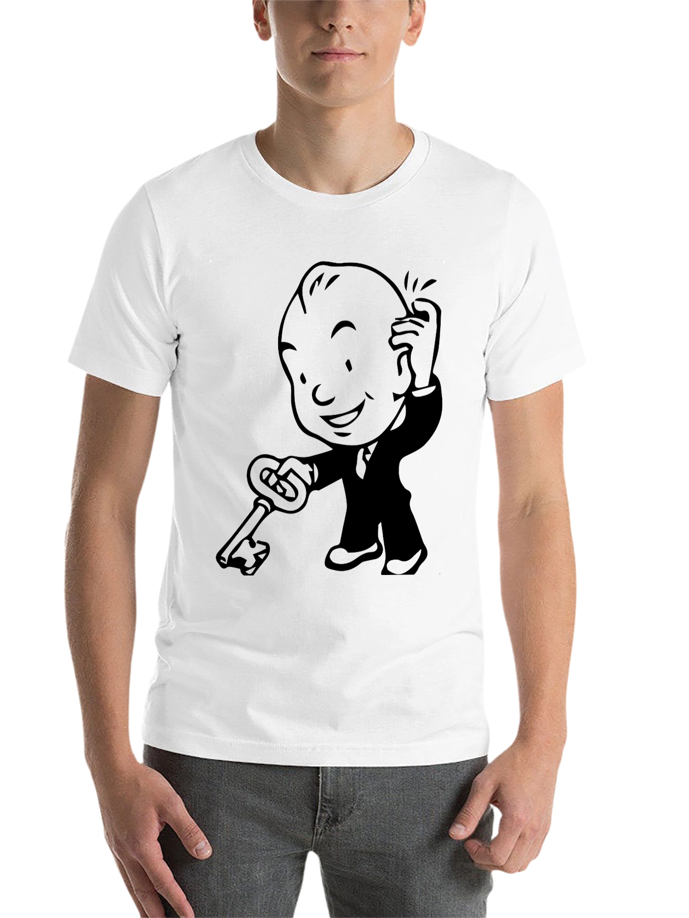Black Retro Cartoon Key Black T-Shirt view 14