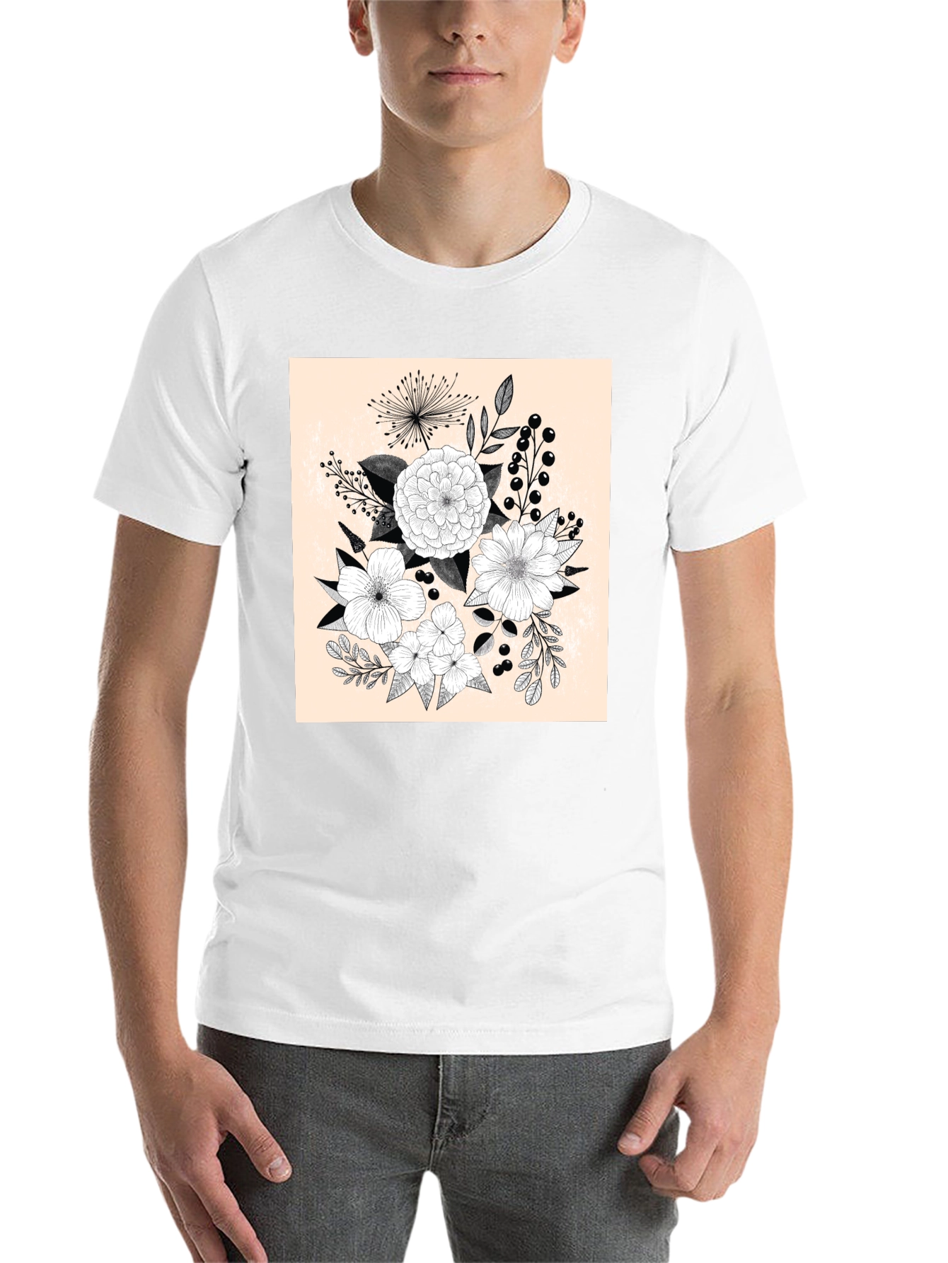 Black Floral Graphic Print Black T-Shirt view 14