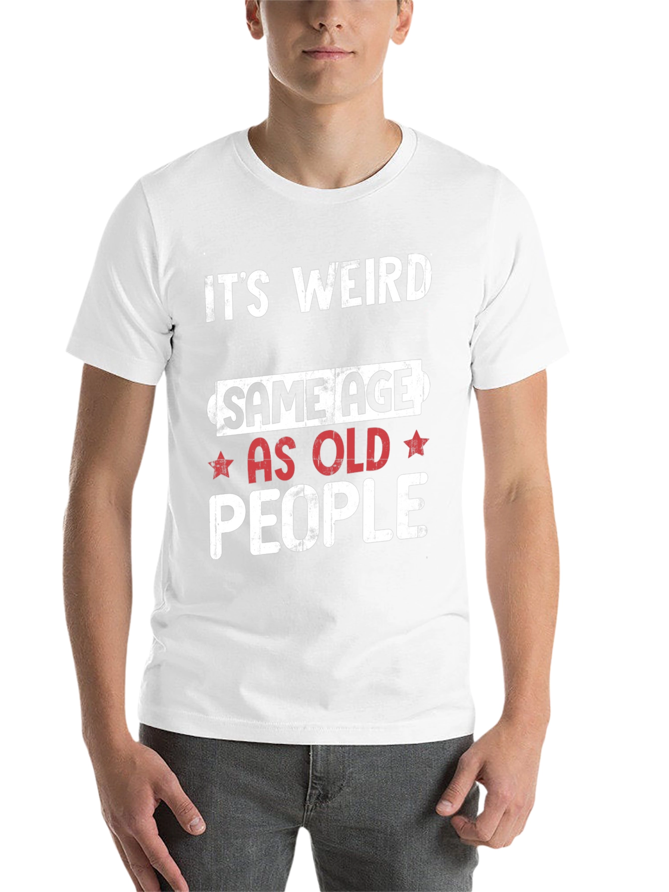 Black Funny "It's Weird Same Age as Old People" Black T-Shirt view 14