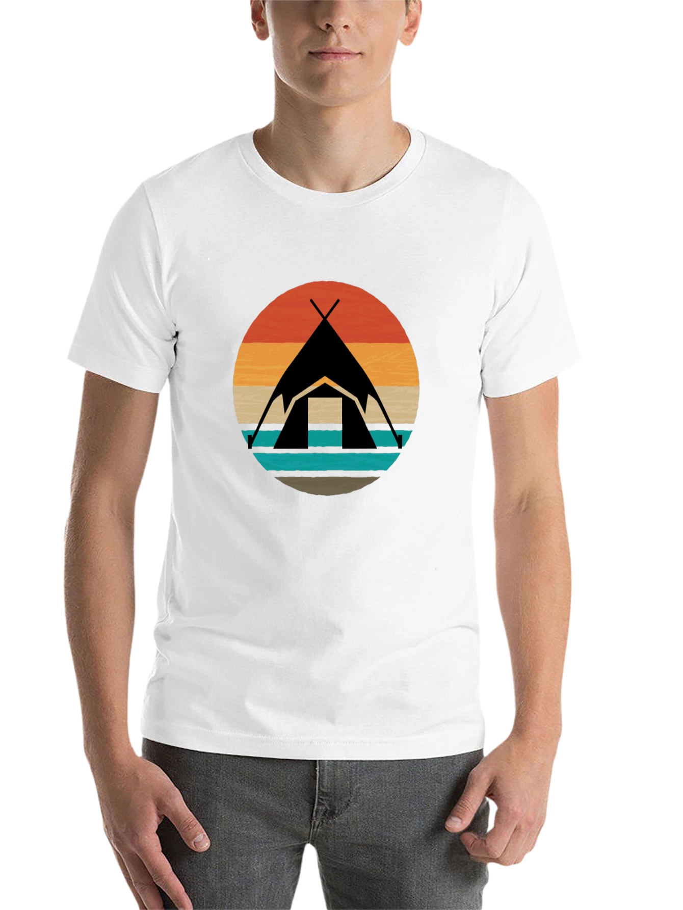 Black Retro Camping Tent Graphic Tee - Black view 14