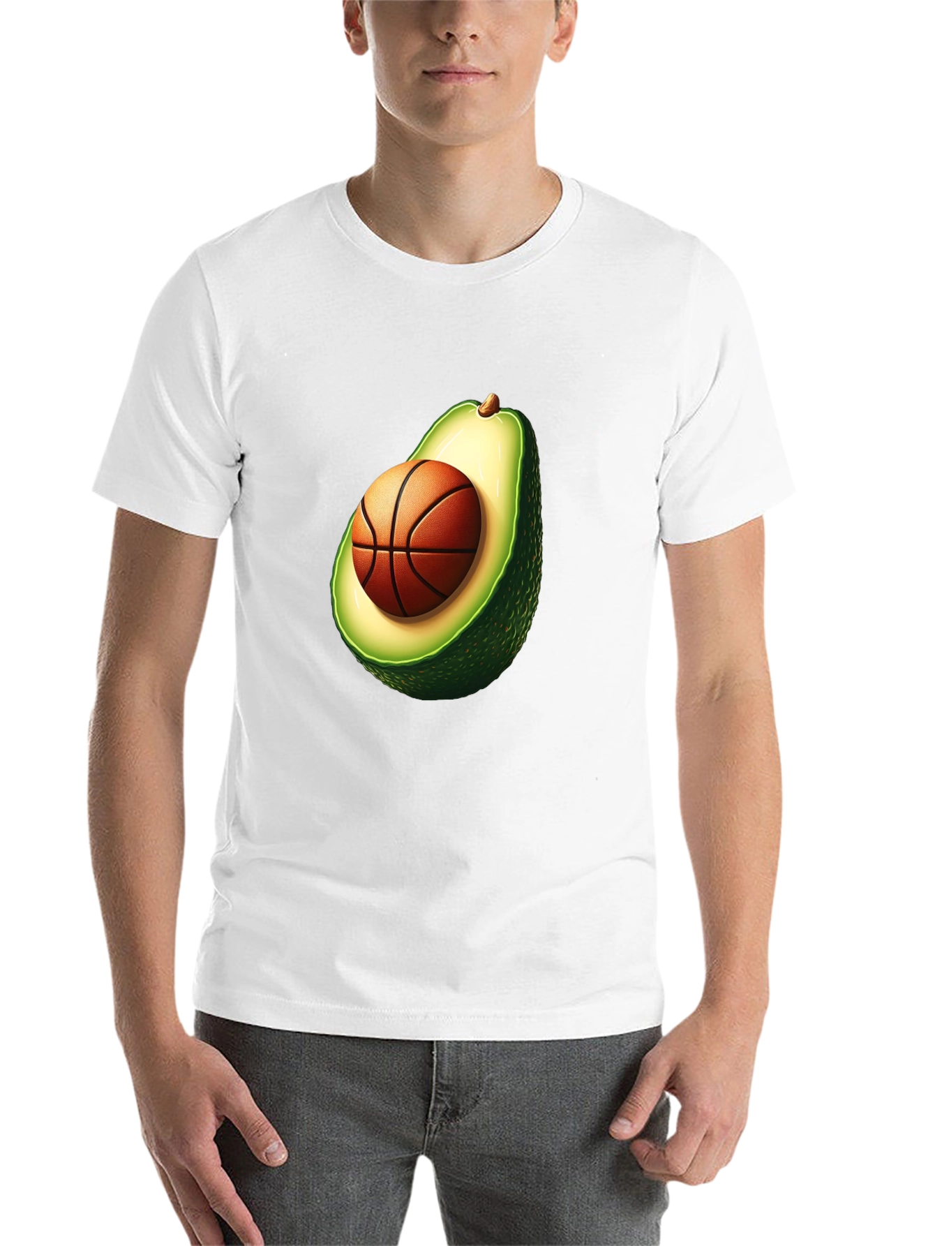 Black Avocado Basketball Graphic Tee - Unique Men's T-Shirt view 14