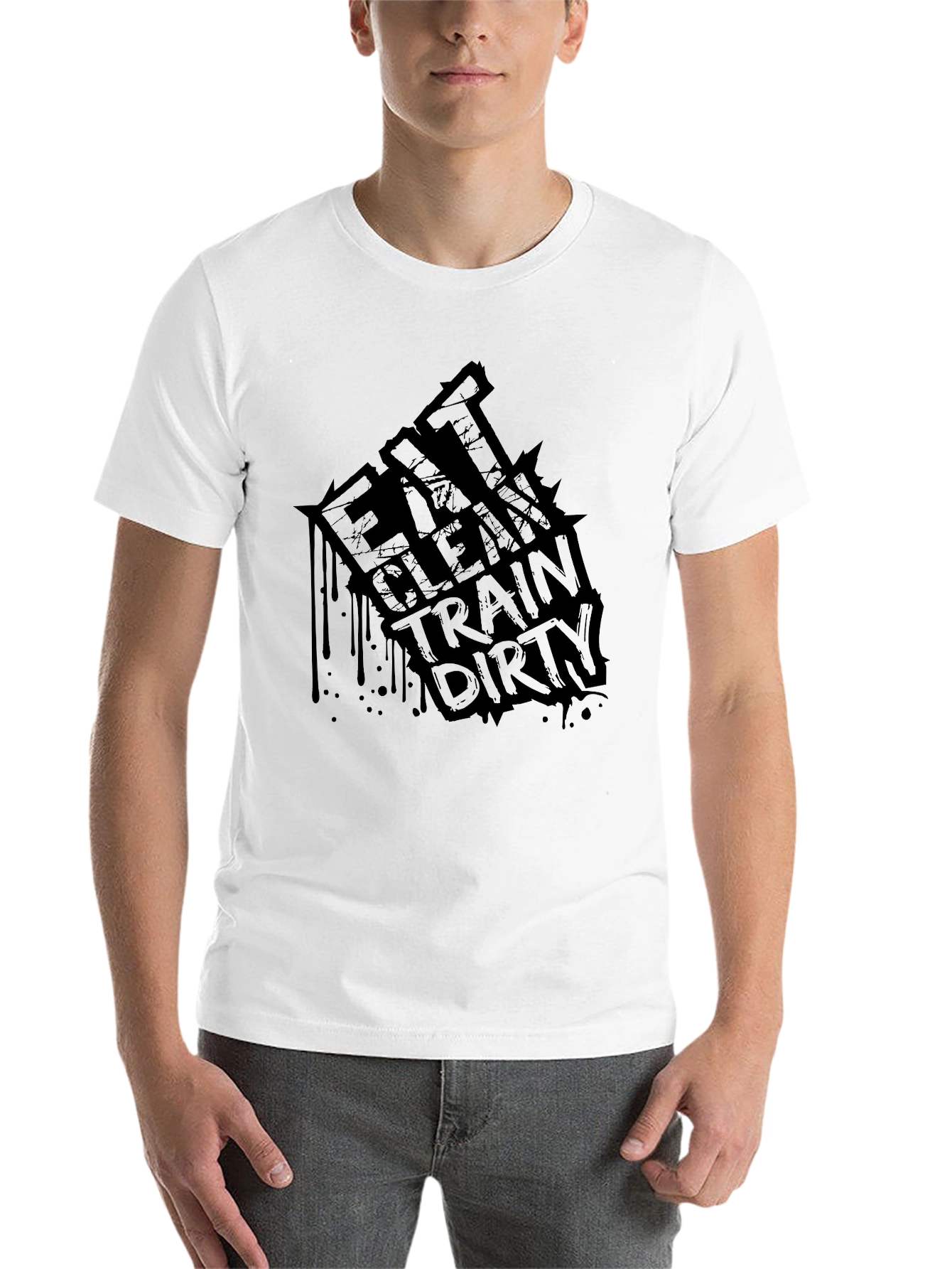 Black Eat Clean Train Dirty Graphic Tee view 14