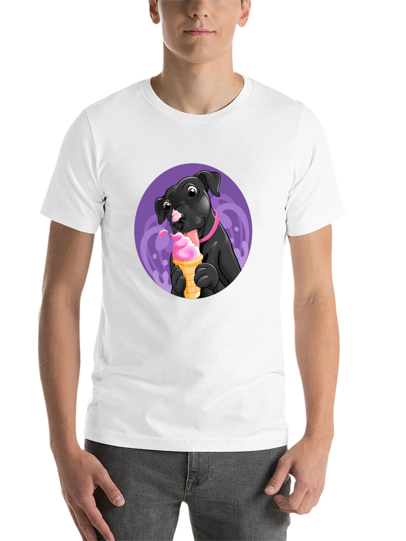 Black Dog Eating Ice Cream Graphic Tee - Black view 14