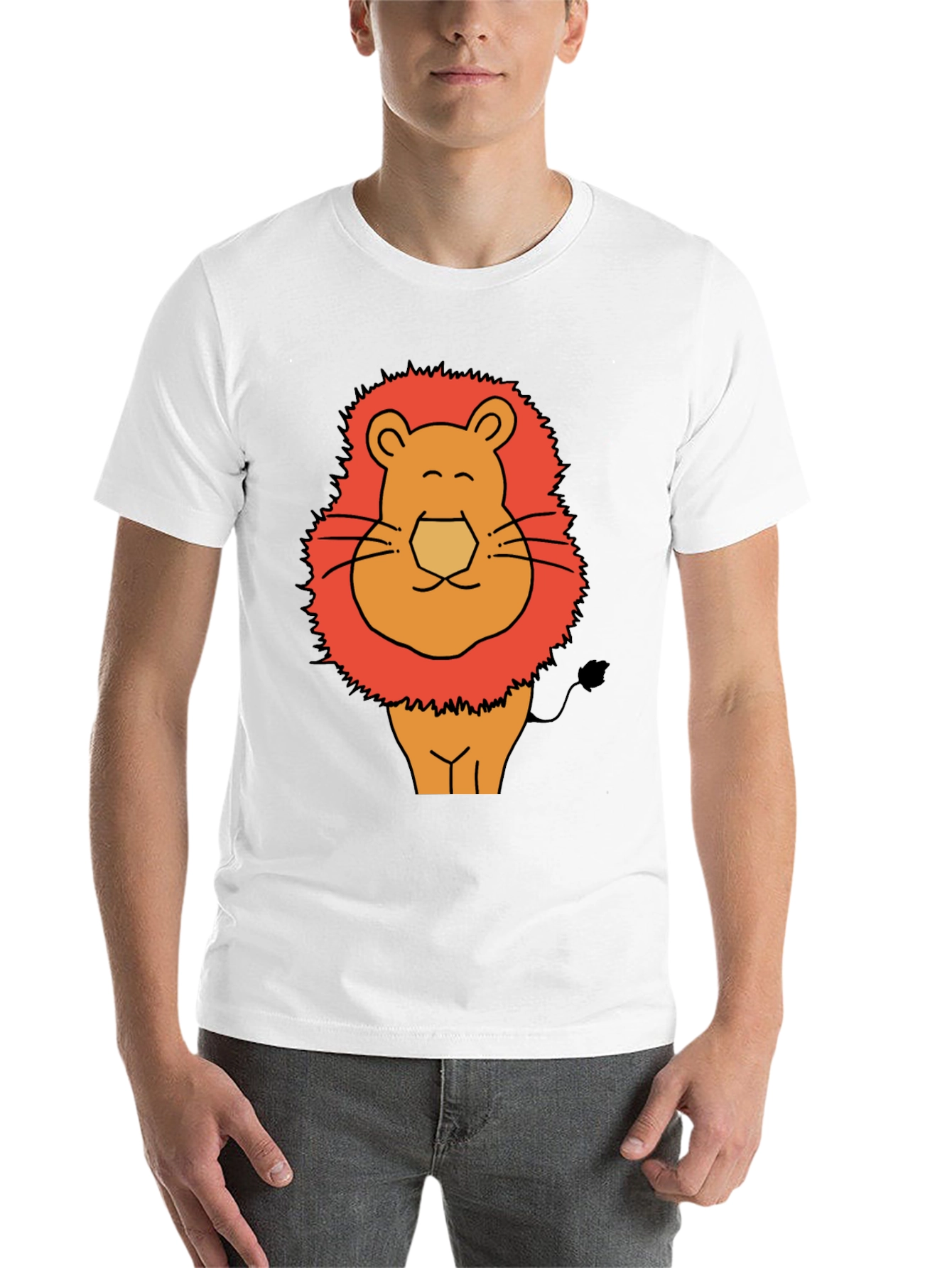 Black Funny Lion Graphic Tee - Men's Black T-Shirt view 14