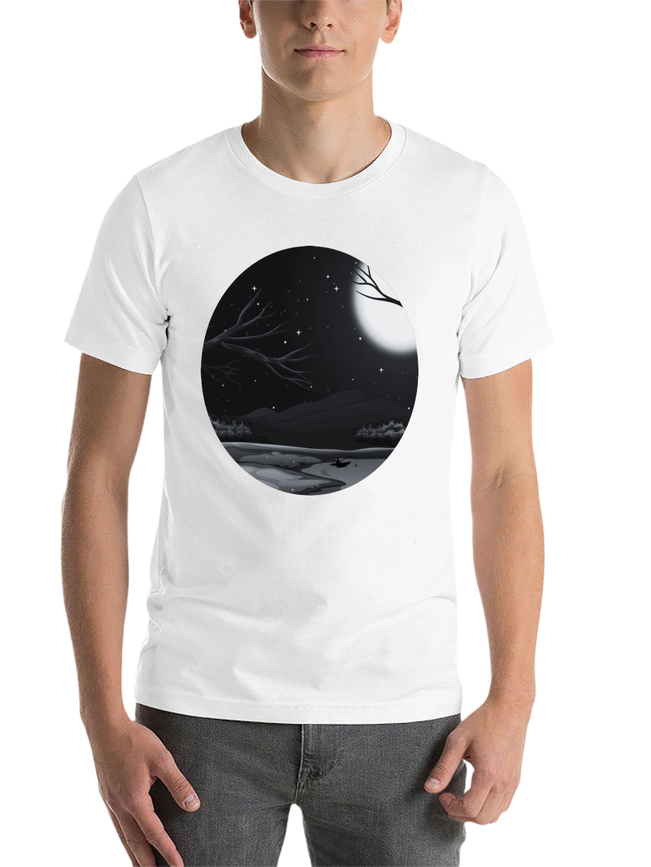 Black Moonlit Lake Graphic Tee - Black view 14