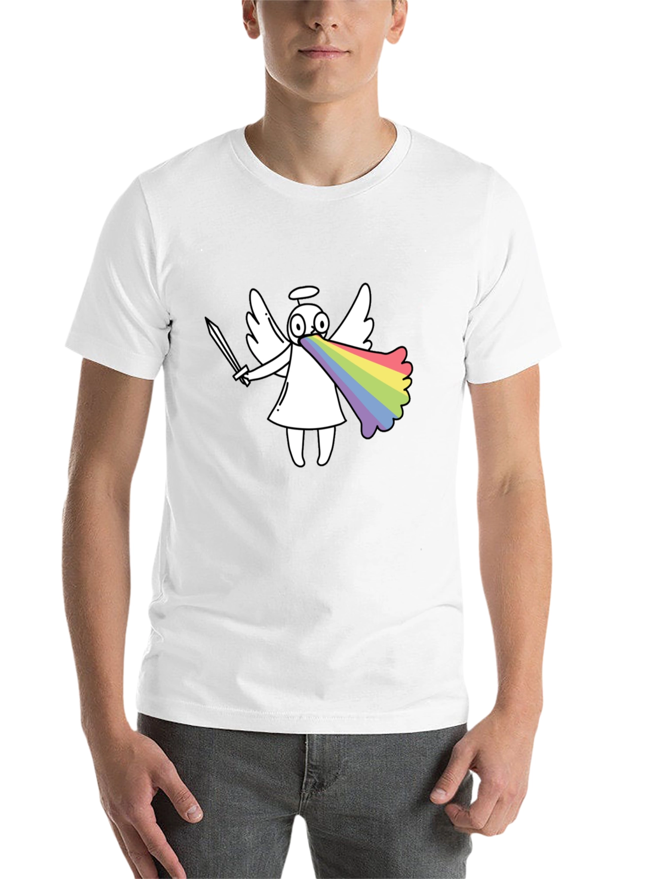Black Rainbow Angel Graphic T-Shirt view 14