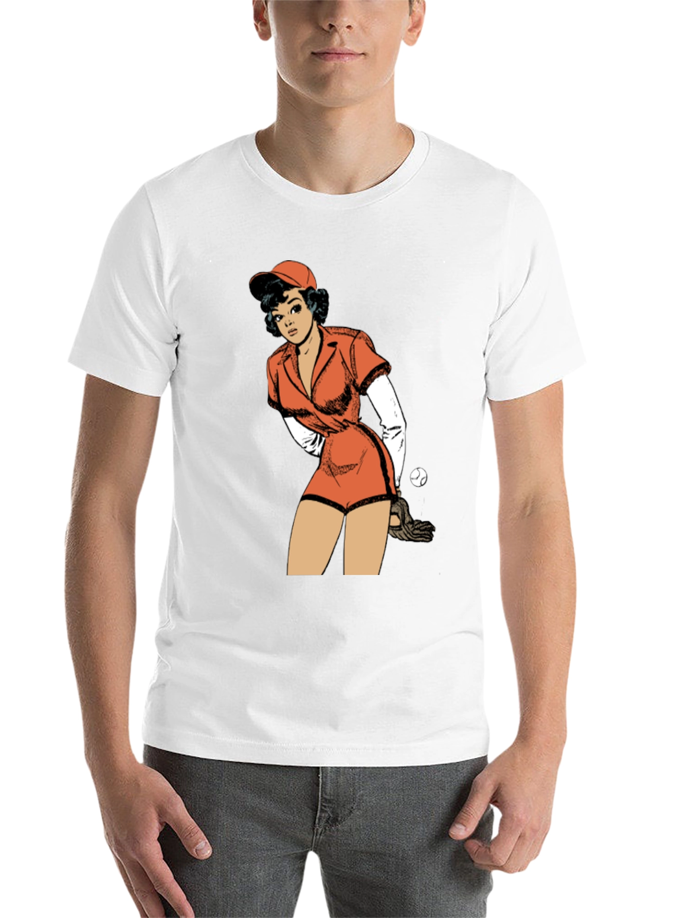 Black Retro Baseball Girl Graphic T-Shirt view 14