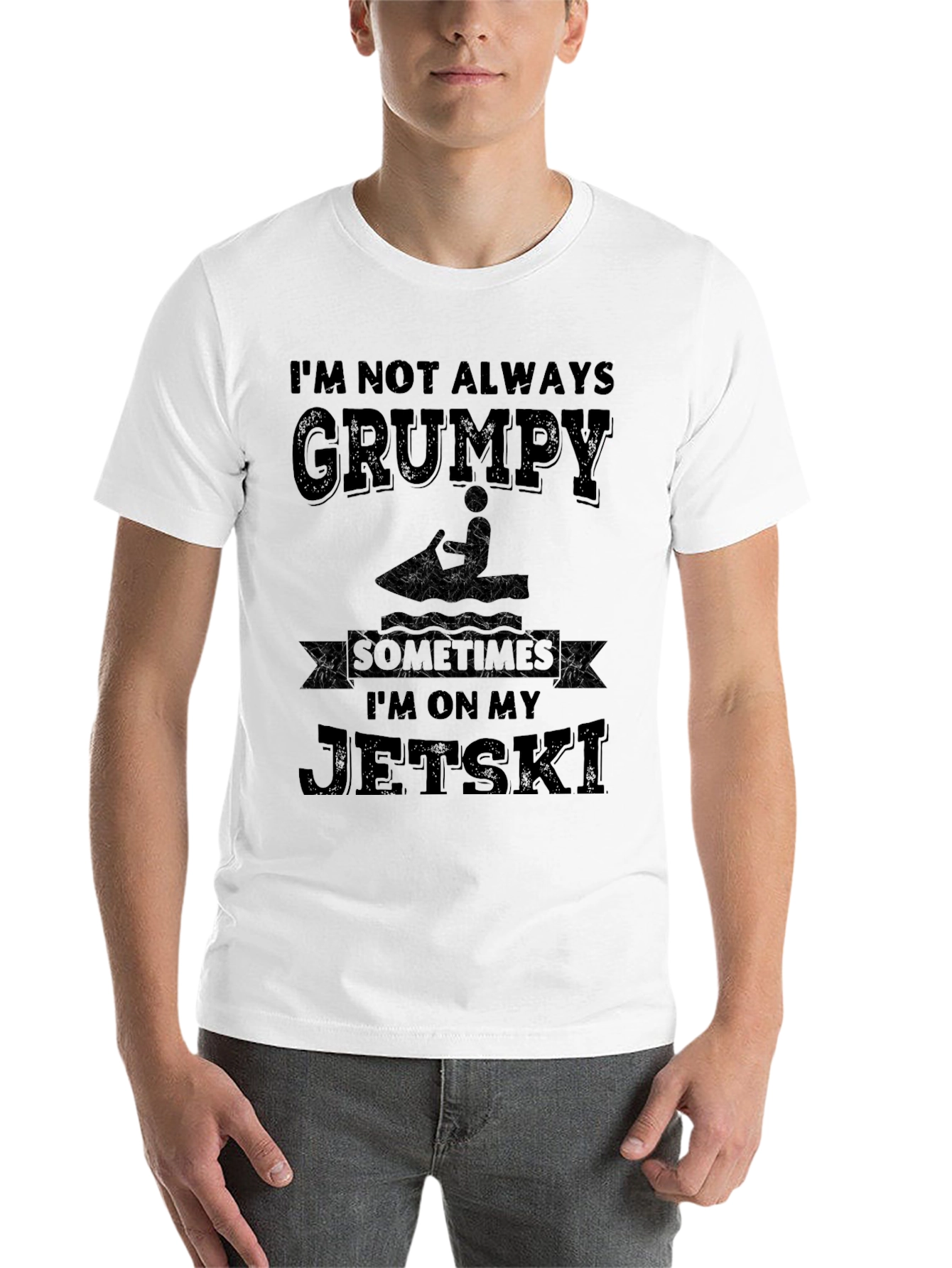 Black Grumpy Jet Ski Graphic T-Shirt view 14