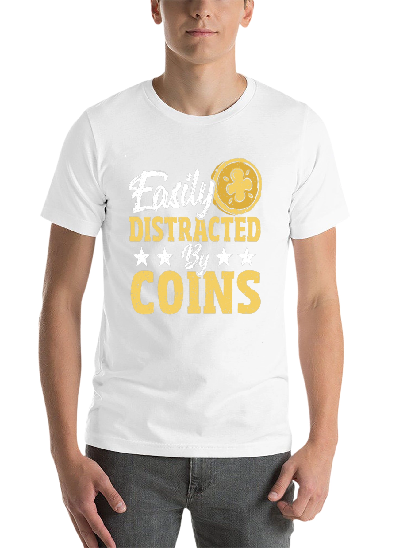 Black Easily Distracted by Coins - Graphic T-Shirt view 14