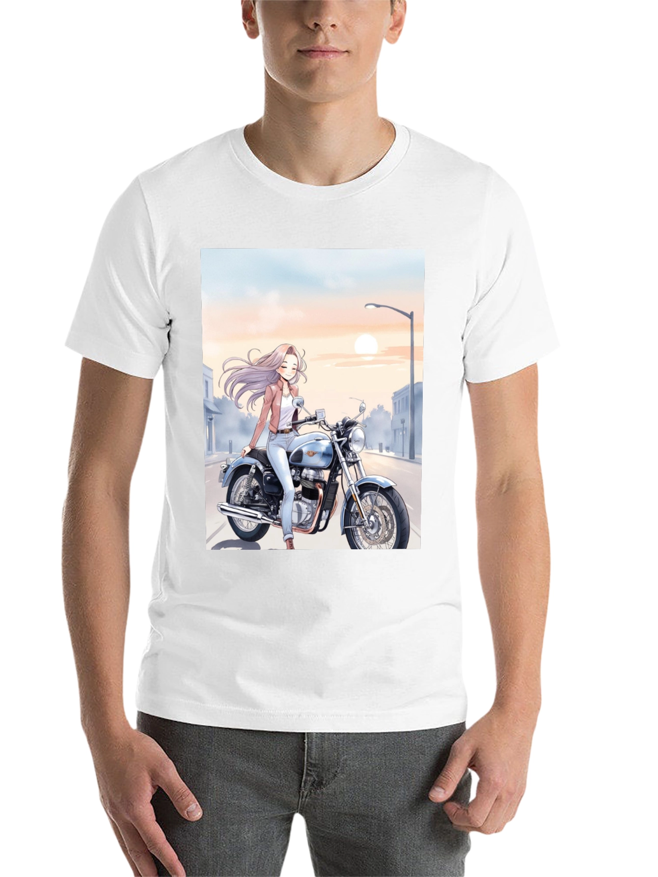 Black Anime Girl Motorcycle T-Shirt - Cool Graphic Tee view 14