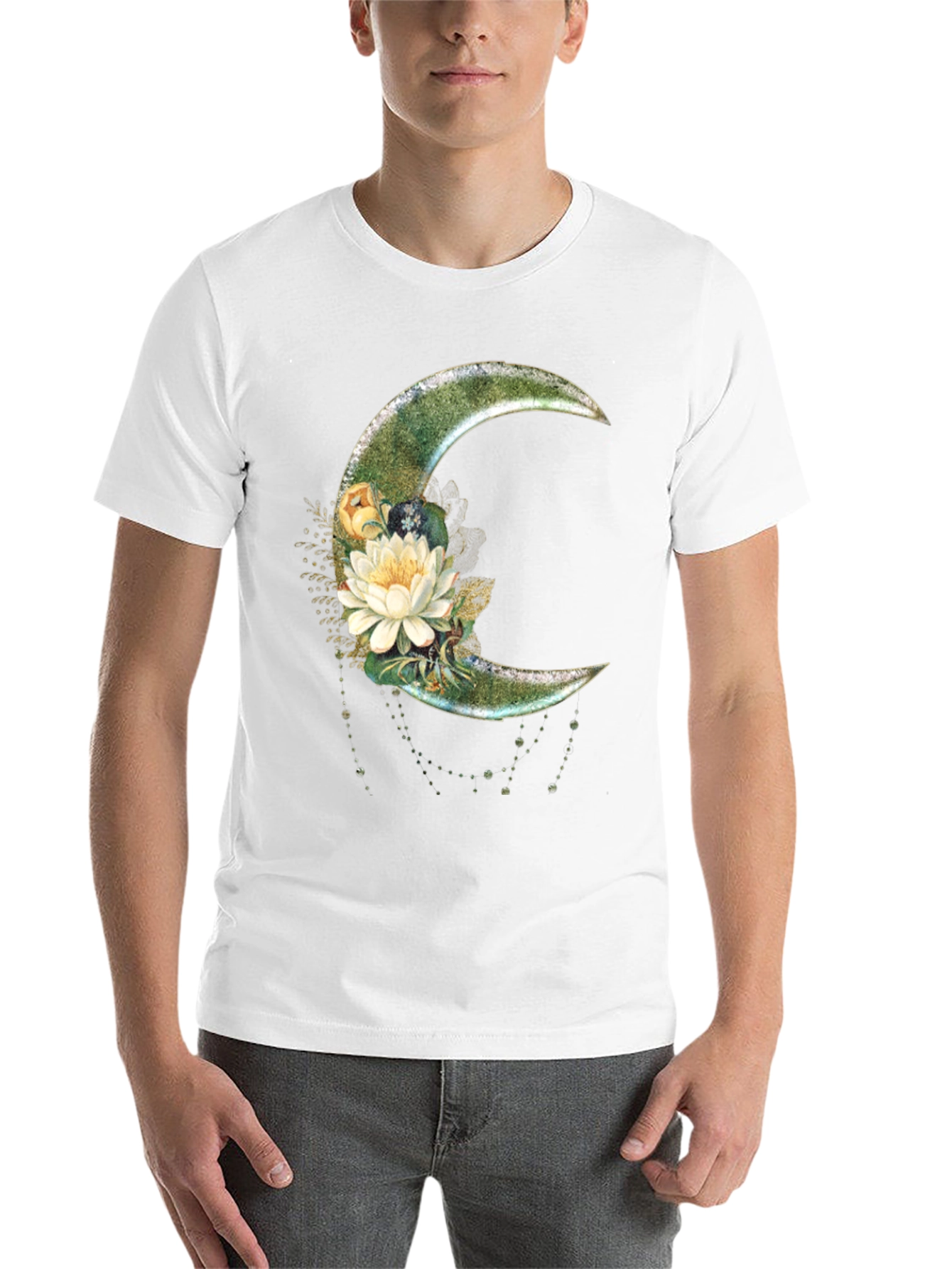 Black Floral Moon Graphic T-Shirt - Stylish Crescent Design view 14