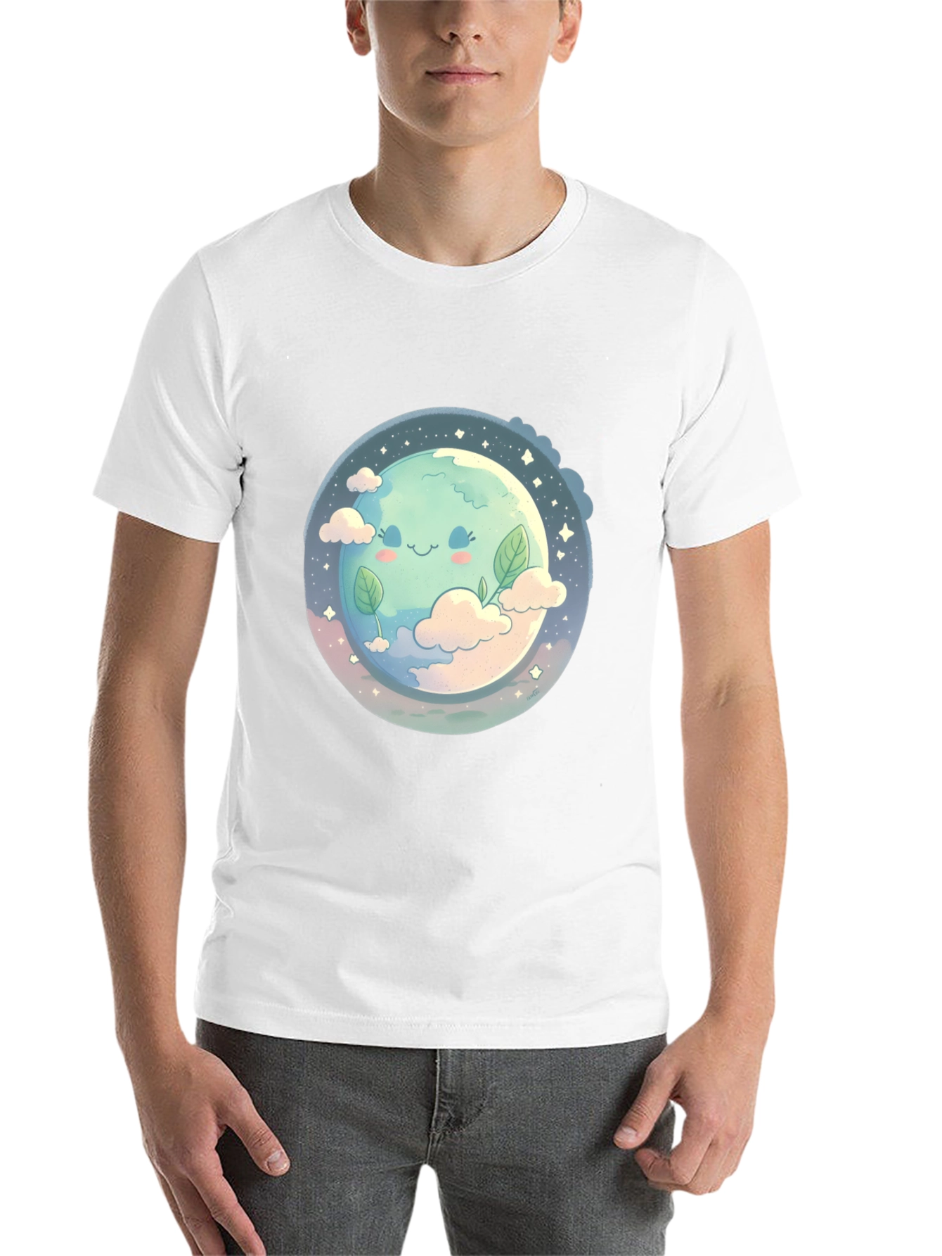 Black Cute Earth Graphic Black T-Shirt view 14