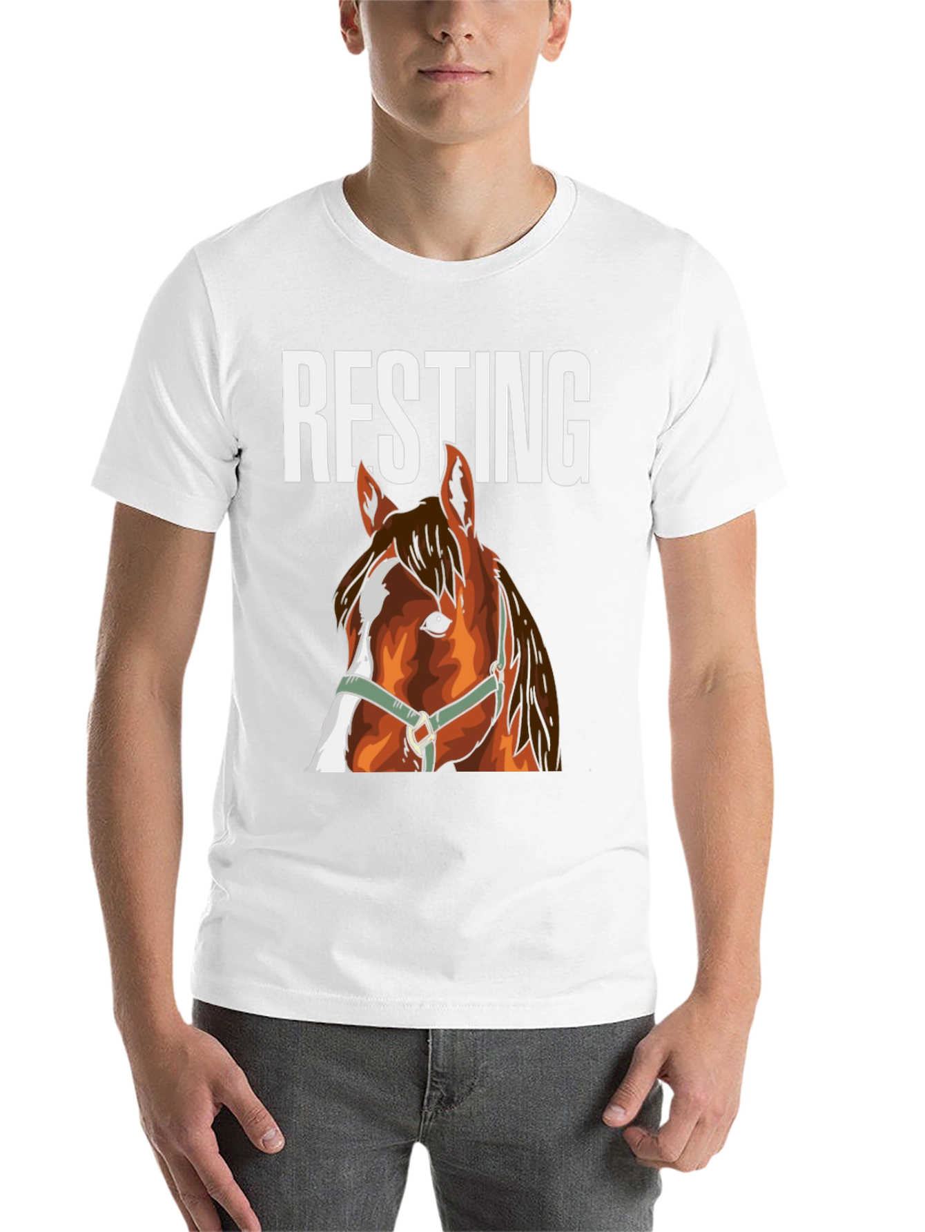 Black Resting Horse Face Graphic Tee view 14