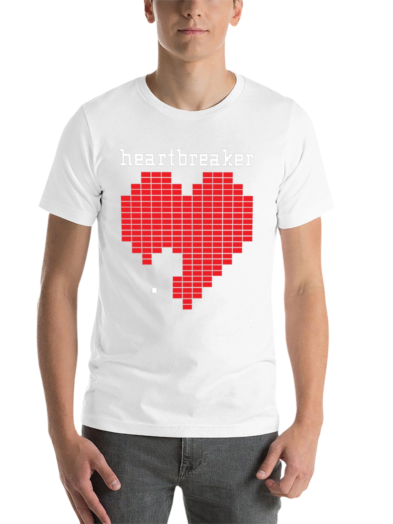 Black Heartbreaker Pixel Art Graphic Black T-Shirt view 14