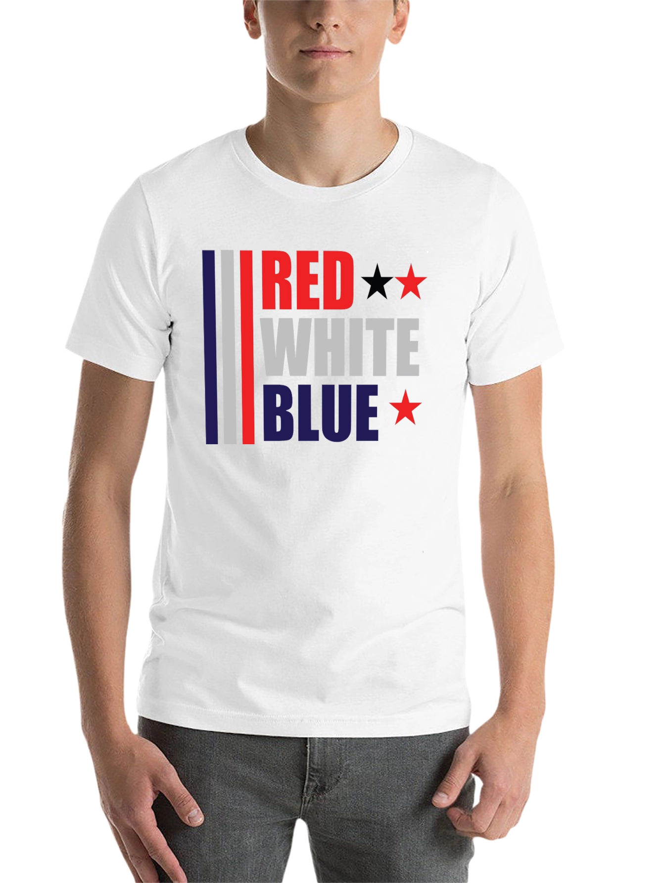 Black Red White Blue Patriotic T-Shirt view 14