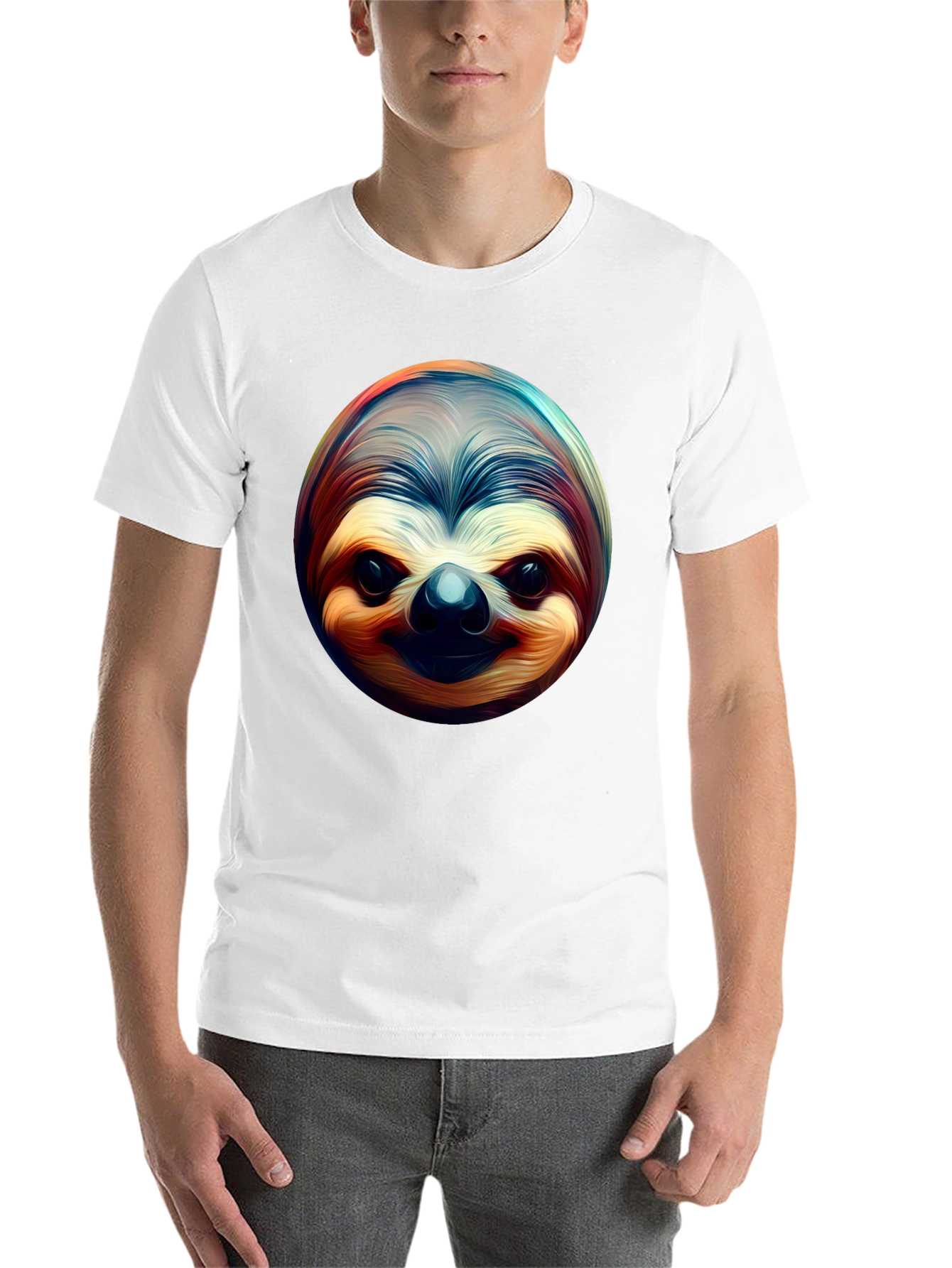 Black Sloth Face Graphic Tee - Black Casual Shirt view 14