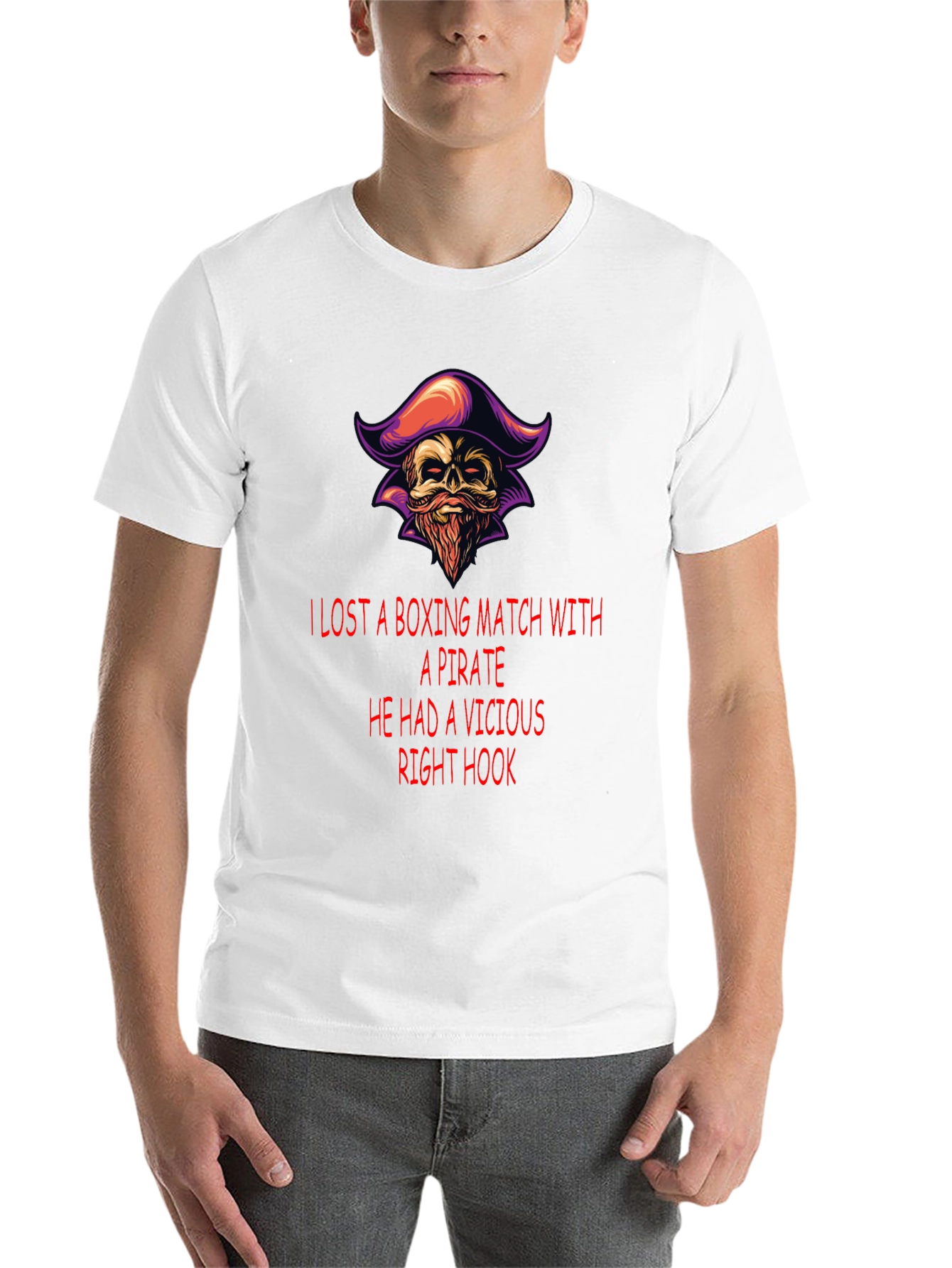 Black Pirate Boxing Match T-Shirt: Vicious Right Hook Tee view 14
