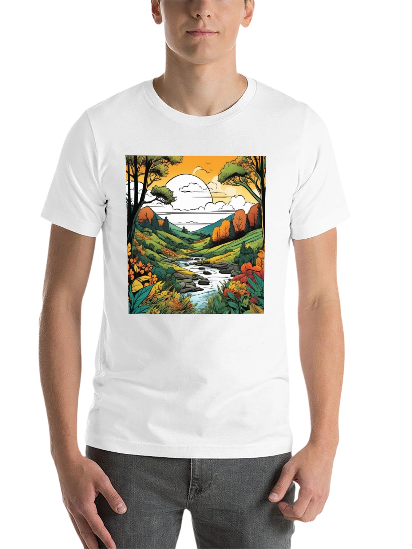 Black Nature River Black T-Shirt view 14