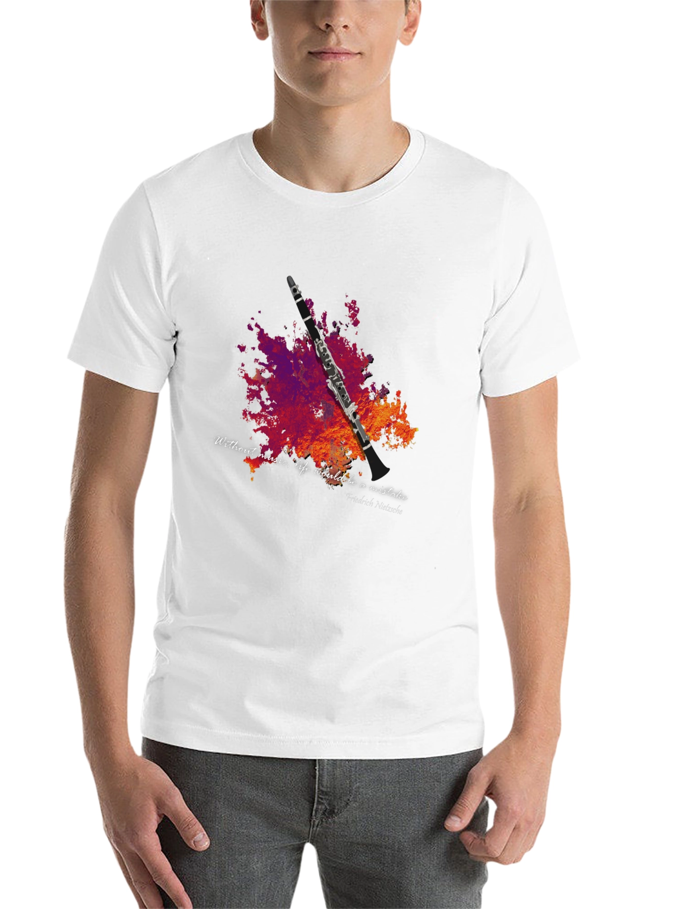 Black Music Lover T-Shirt - Clarinet Design view 14