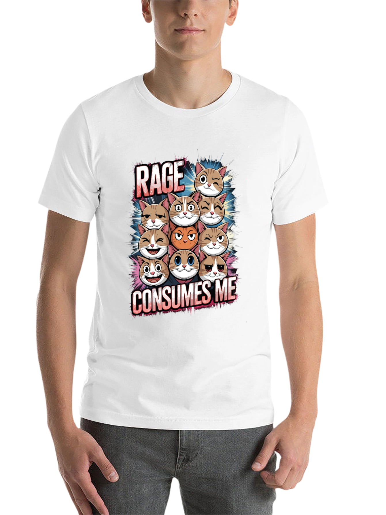 Black Rage Consumes Me Cats Graphic T-Shirt view 14