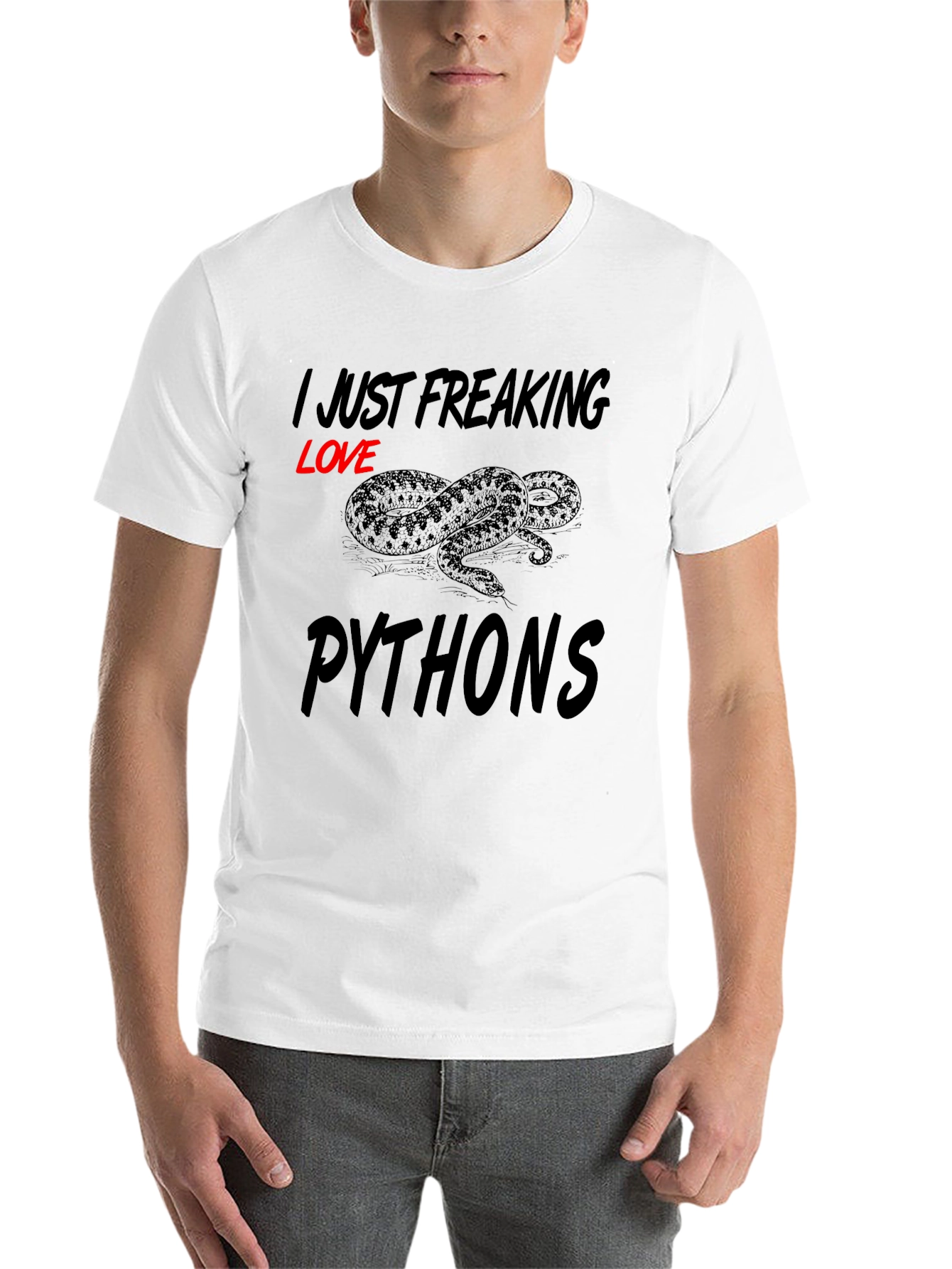 Black I Just Freaking Love Pythons Graphic Tee view 14