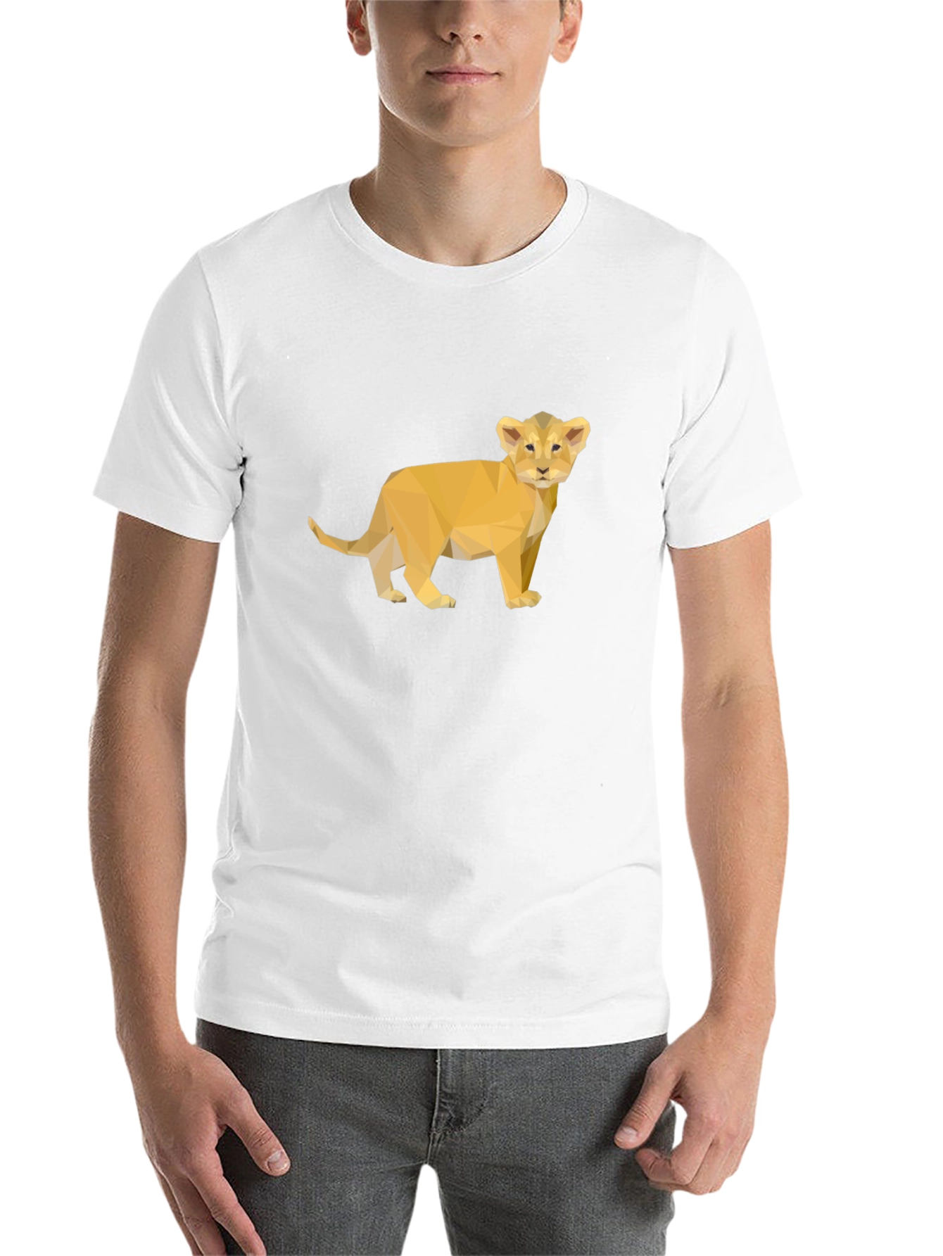Black Lion Cub Poly Art Black T-Shirt view 14