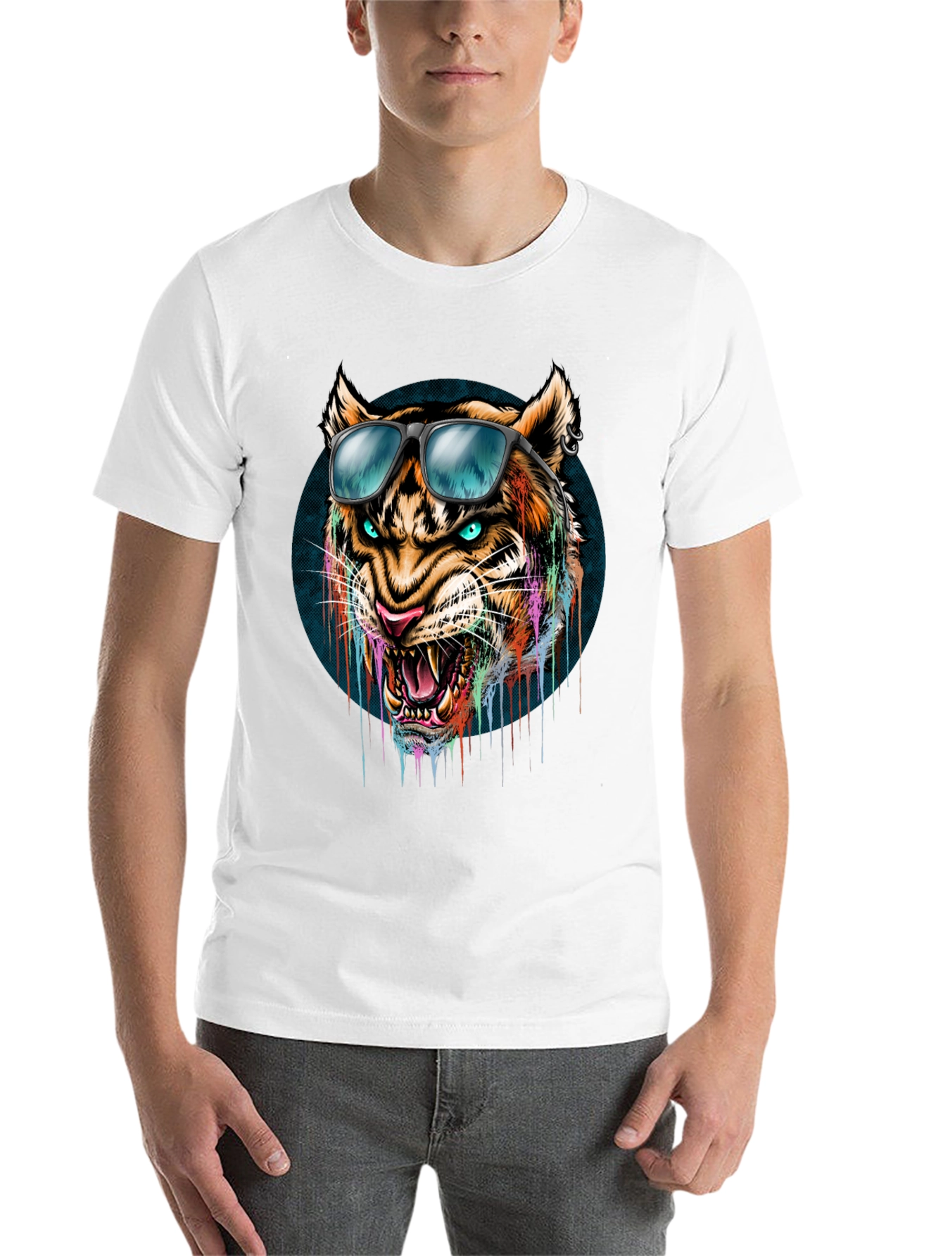 Black Cool Tiger Graphic Tee - Men's Black T-Shirt view 14