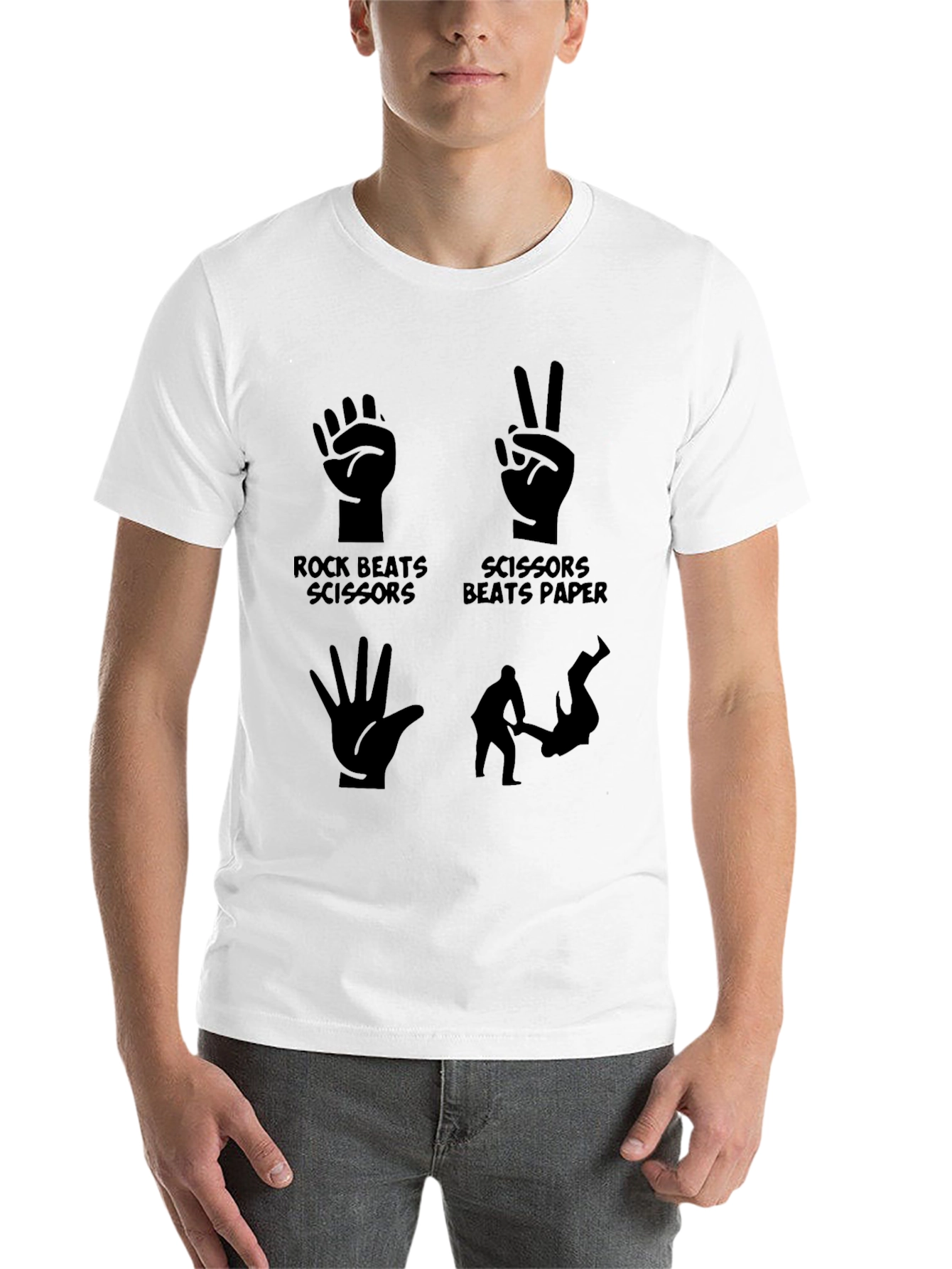 Black Rock Paper Scissors Funny T-Shirt view 14